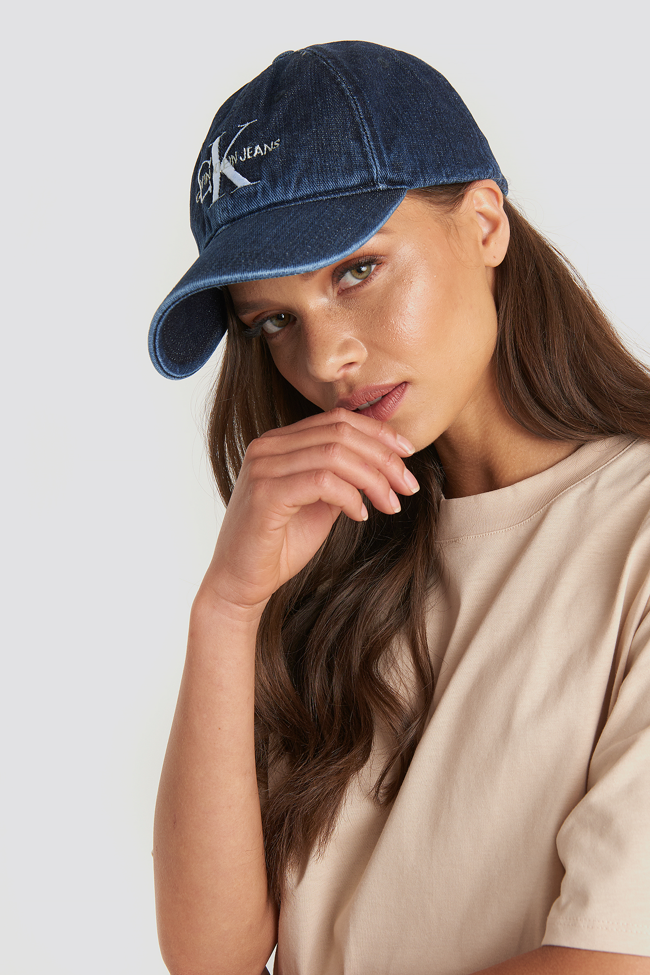 J Monogram Denim Cap W Denim