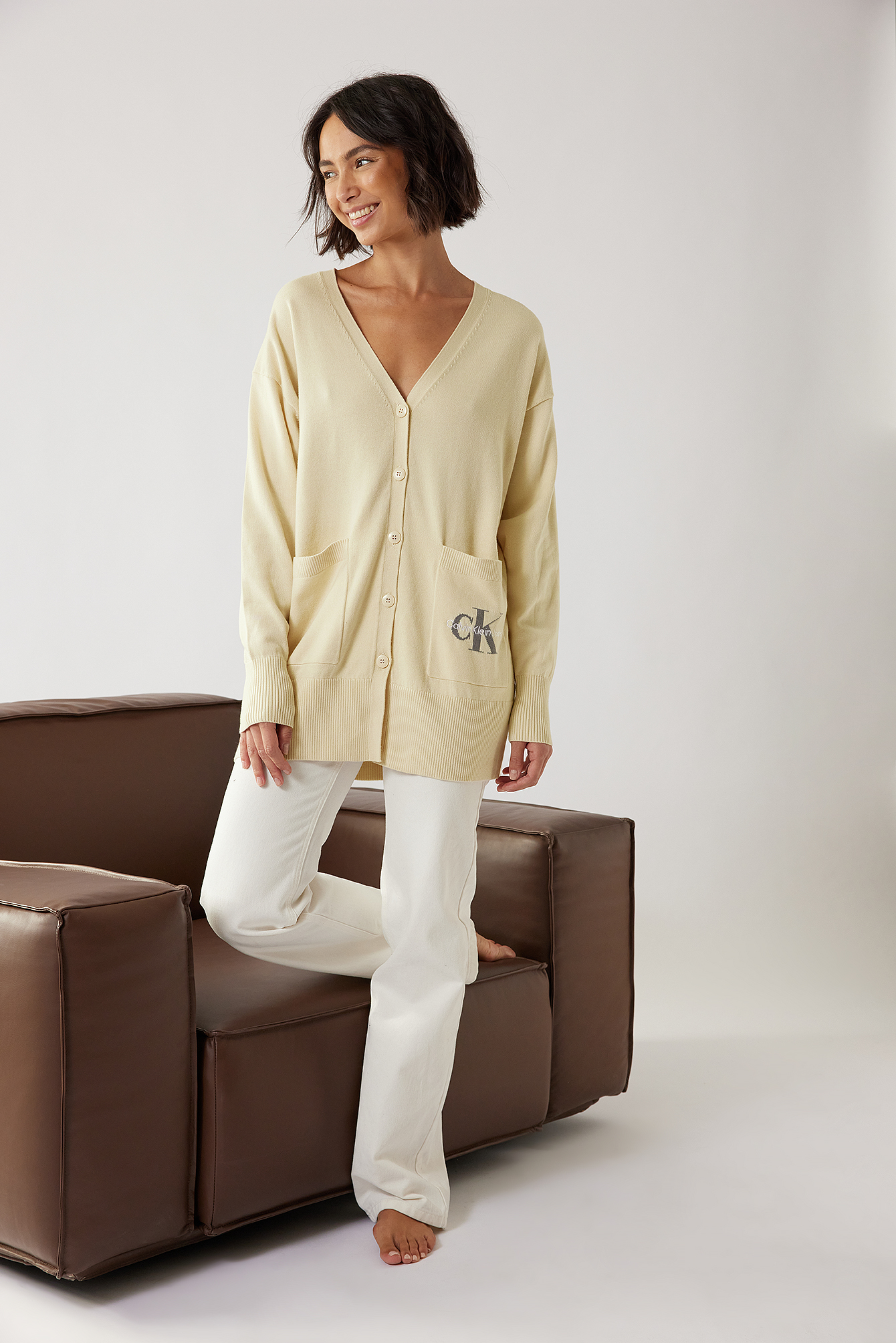Calvin Klein for NA-KD Oversized Cardigan - Beige