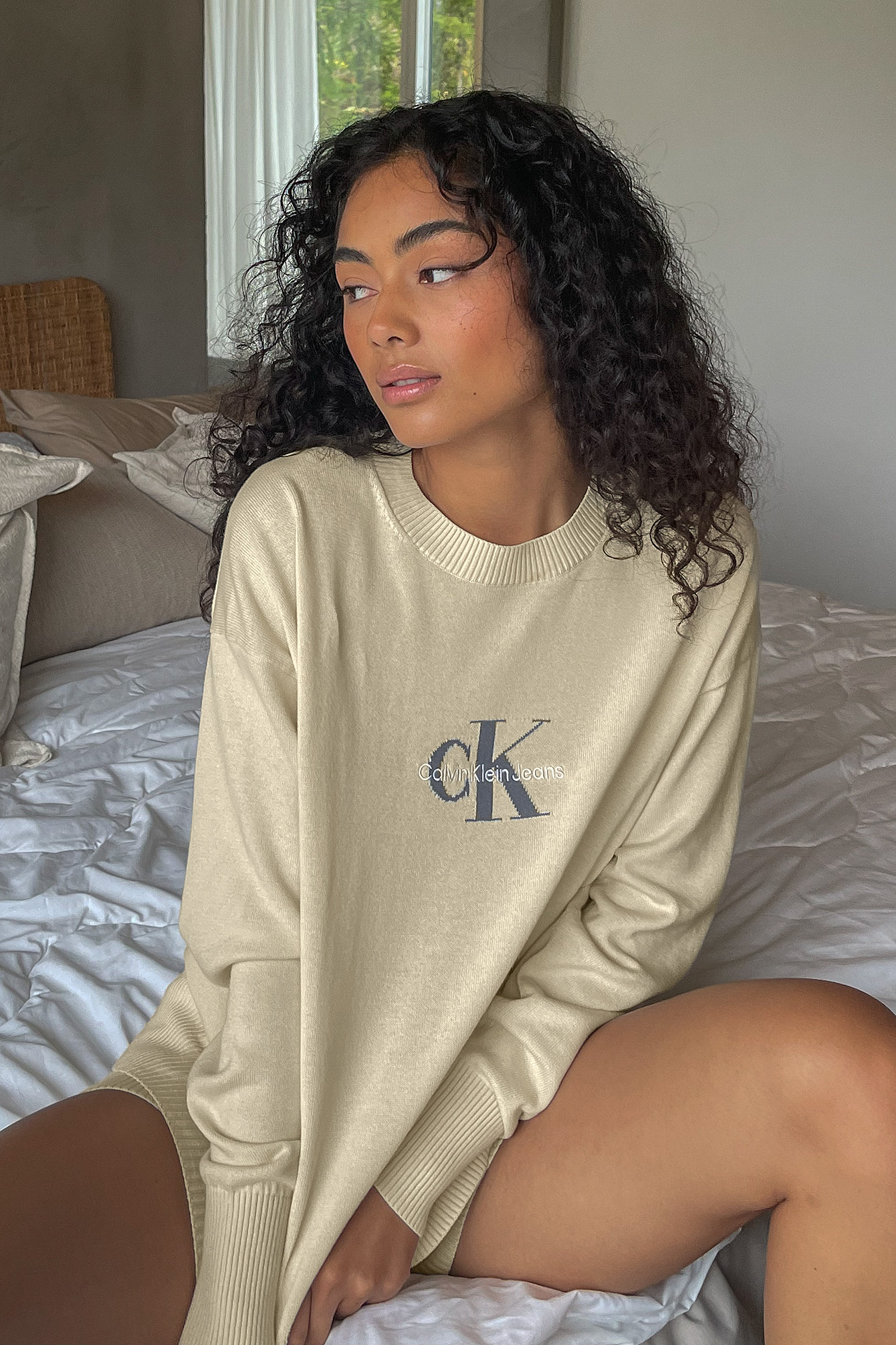 Calvin Klein for NA-KD Oversized Find Guage Sweater - Beige