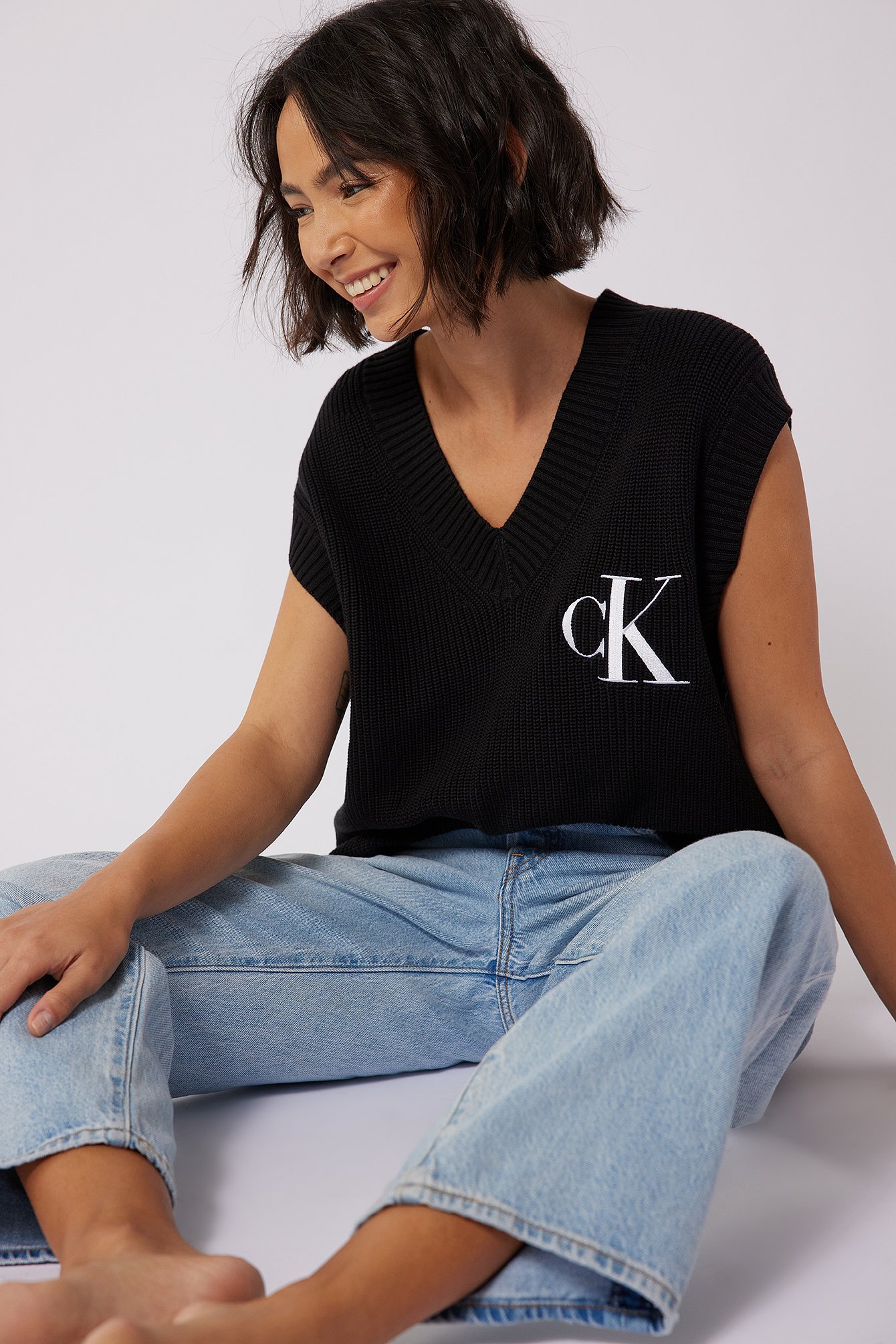 Black Calvin Klein for NA-KD Oversized Rib Vest