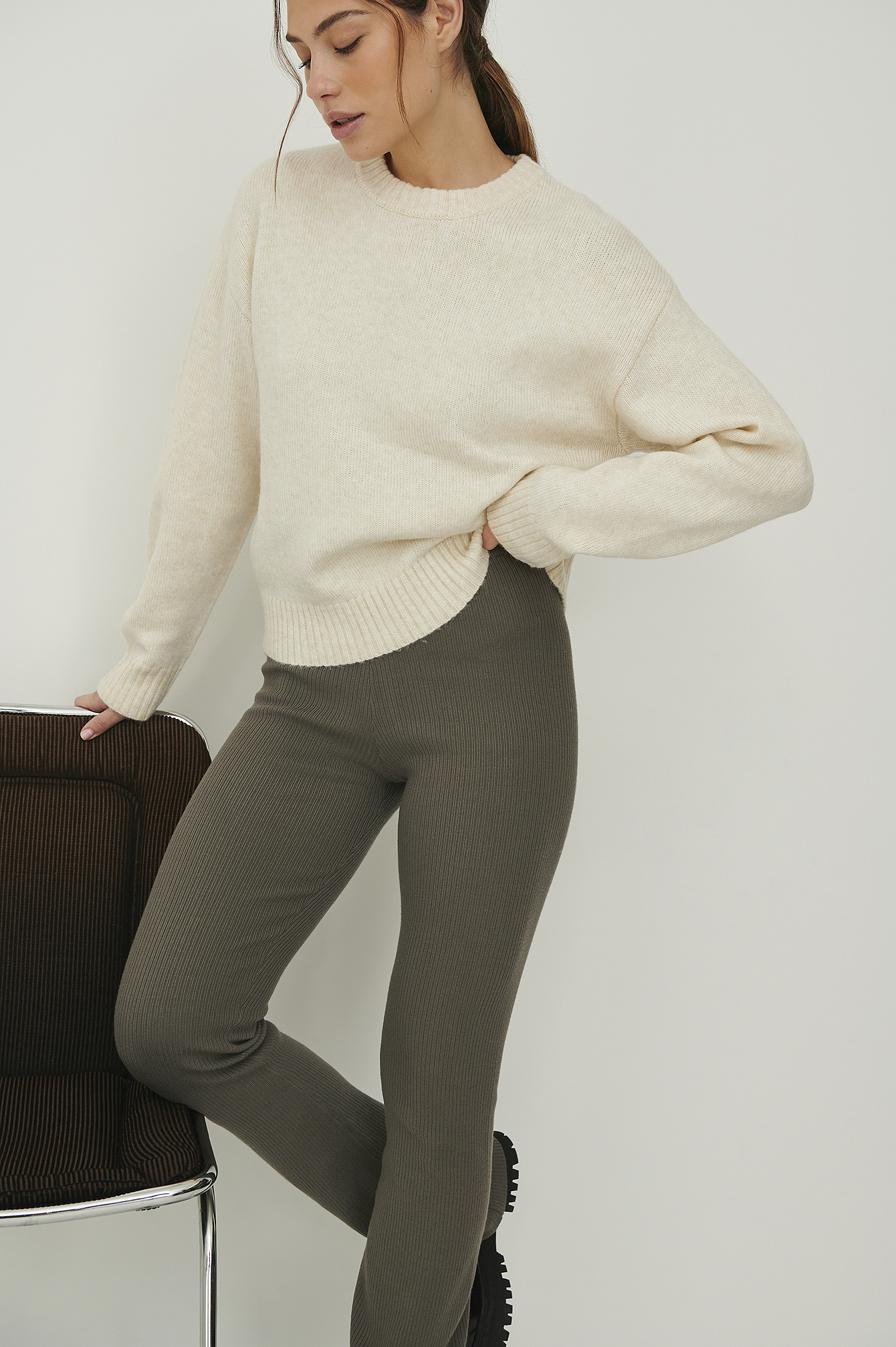 brown rib leggings