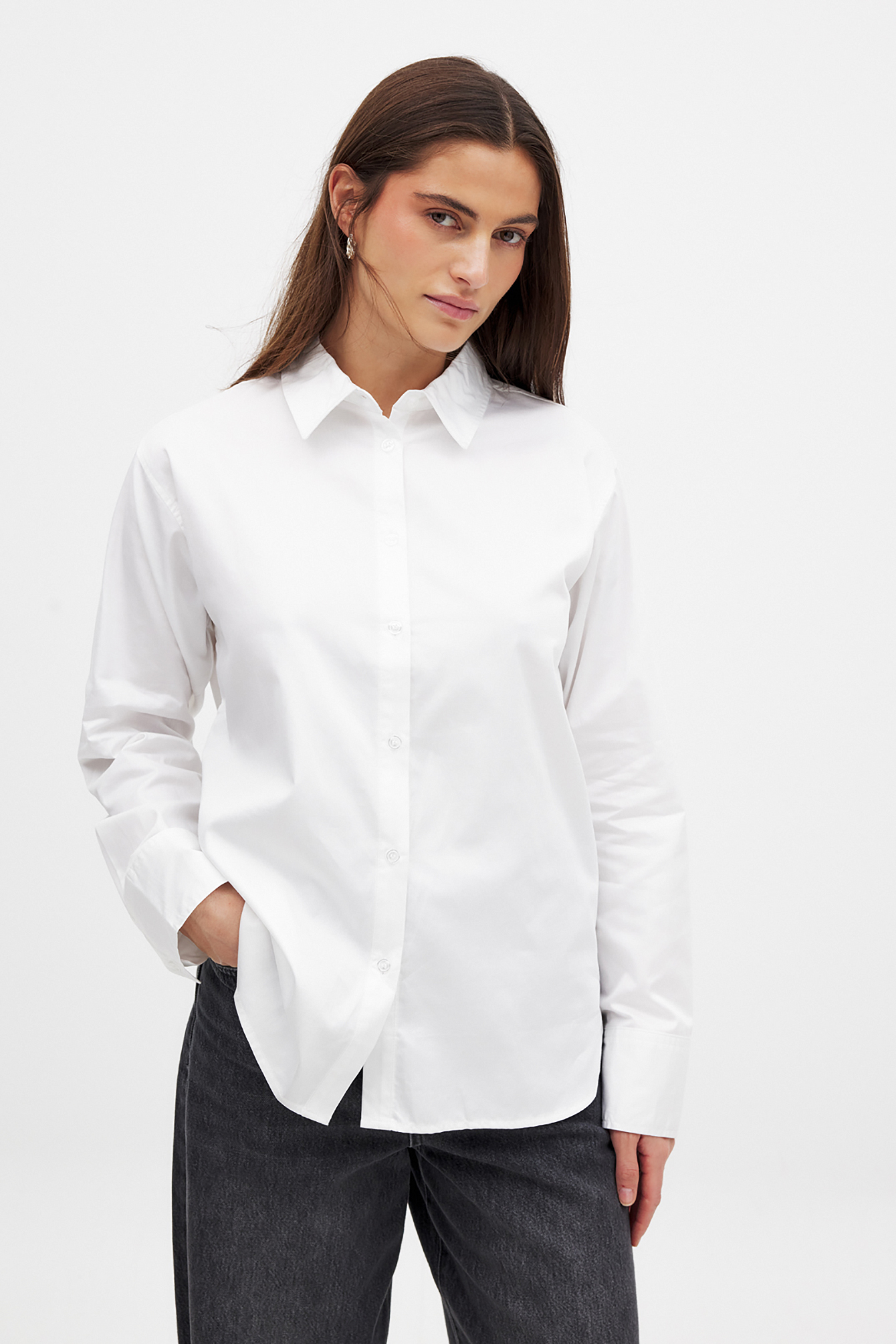 Oversized Cotton Shirt White | NA-KD