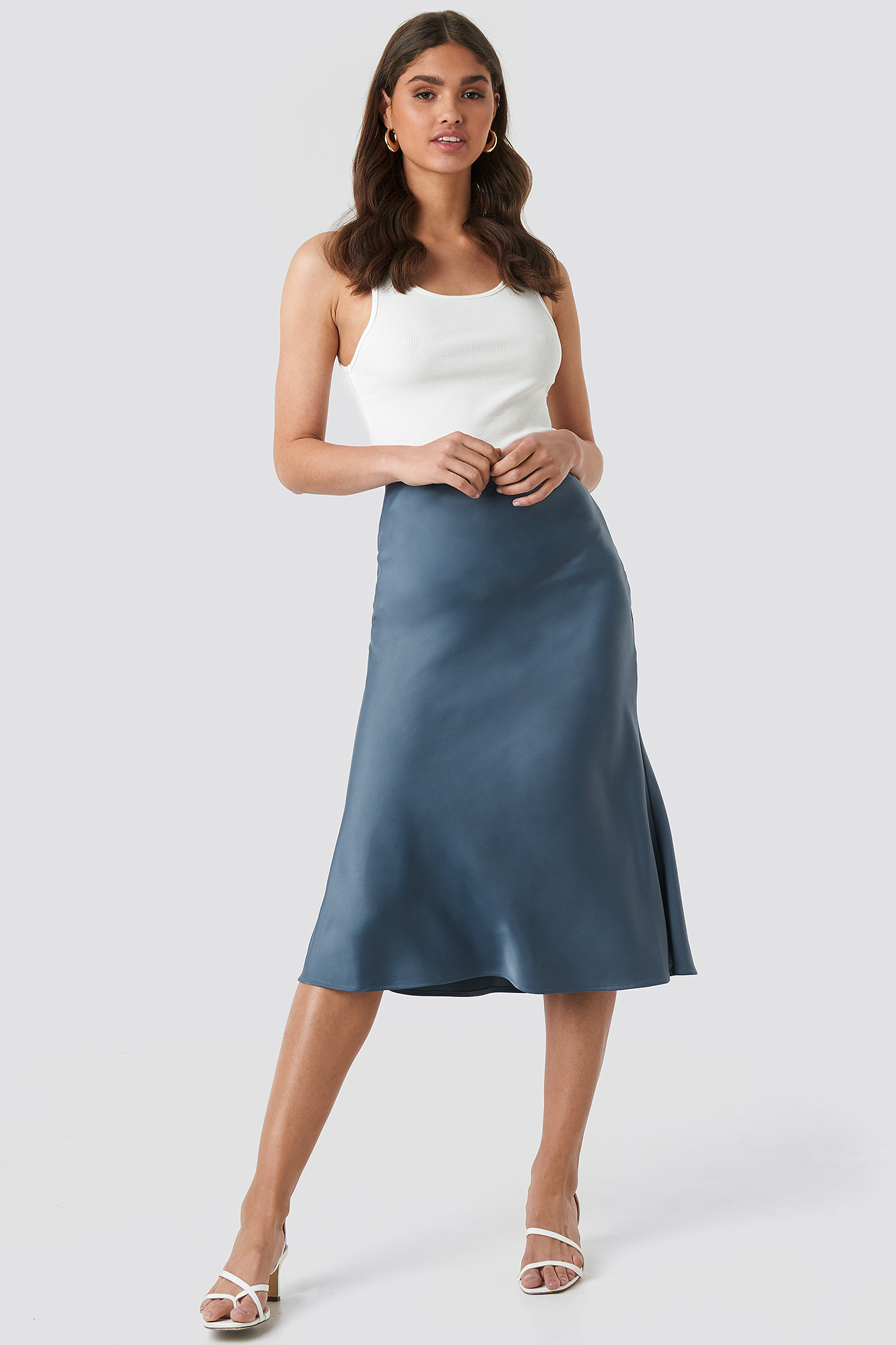 Satin Skirt Dusty Blue