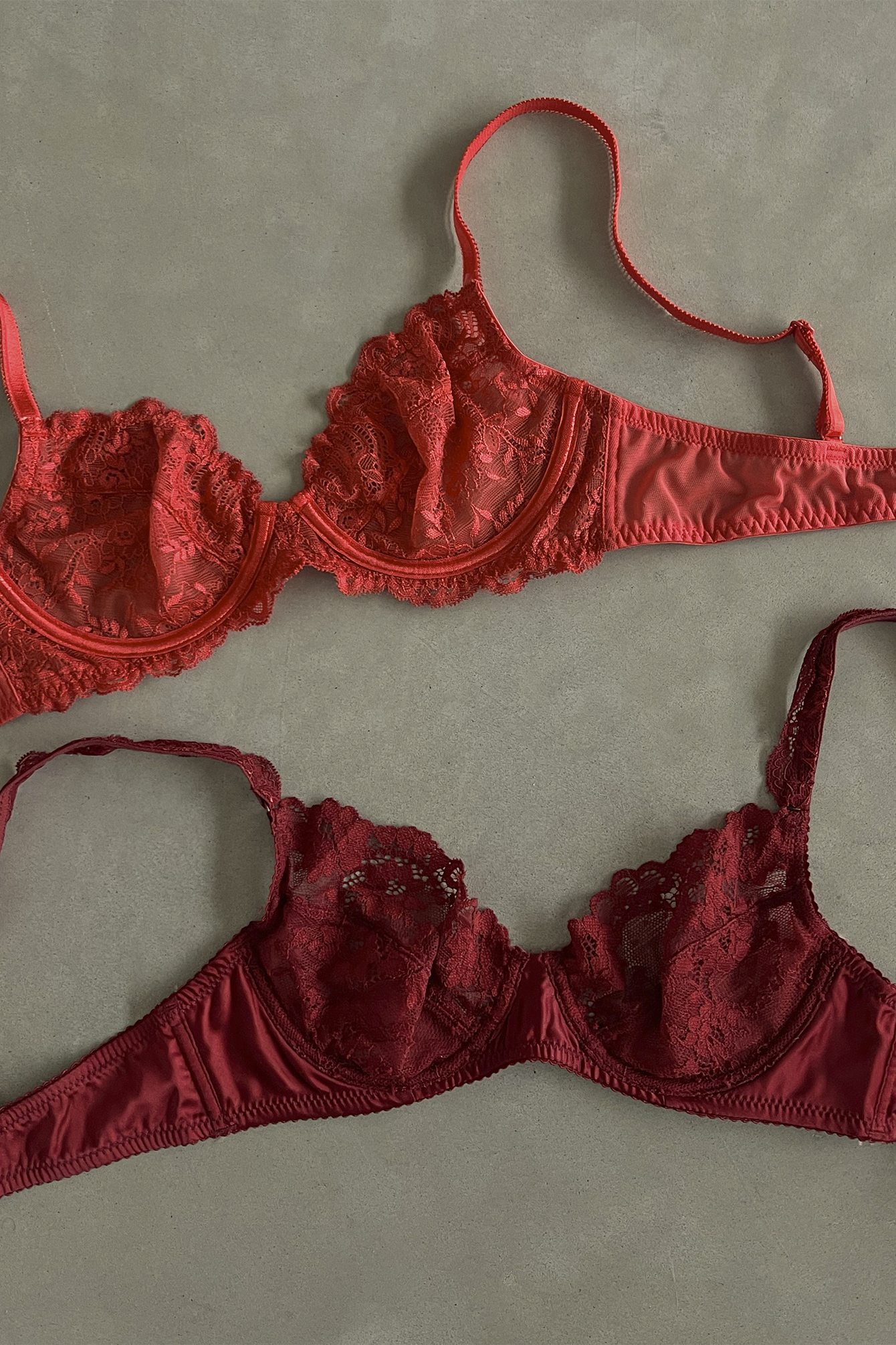 Red Classic Unlined Lace Wire Bra