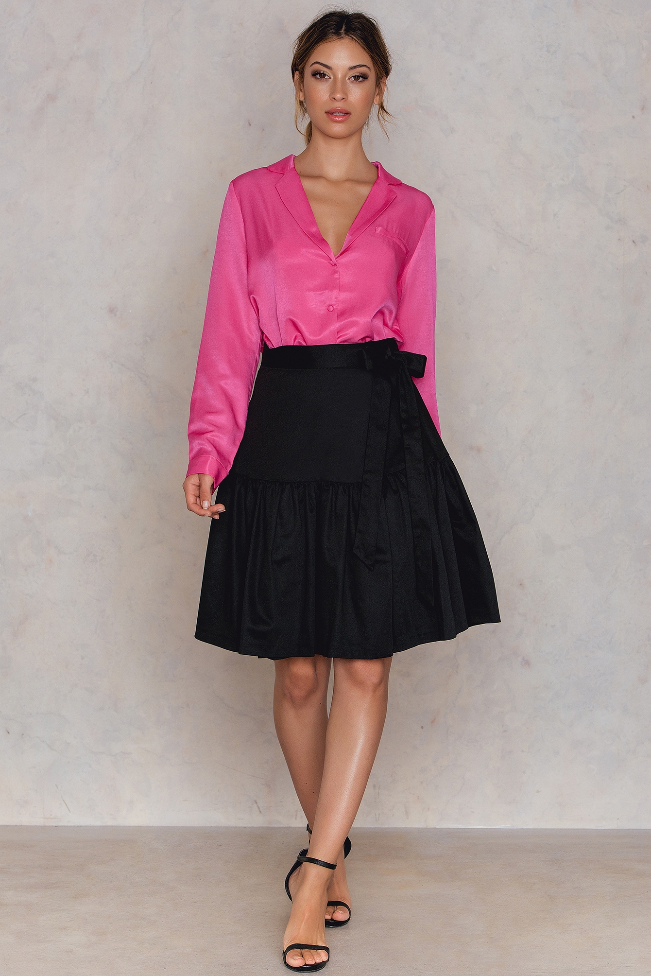 Panel Bow Tie Skirt Black