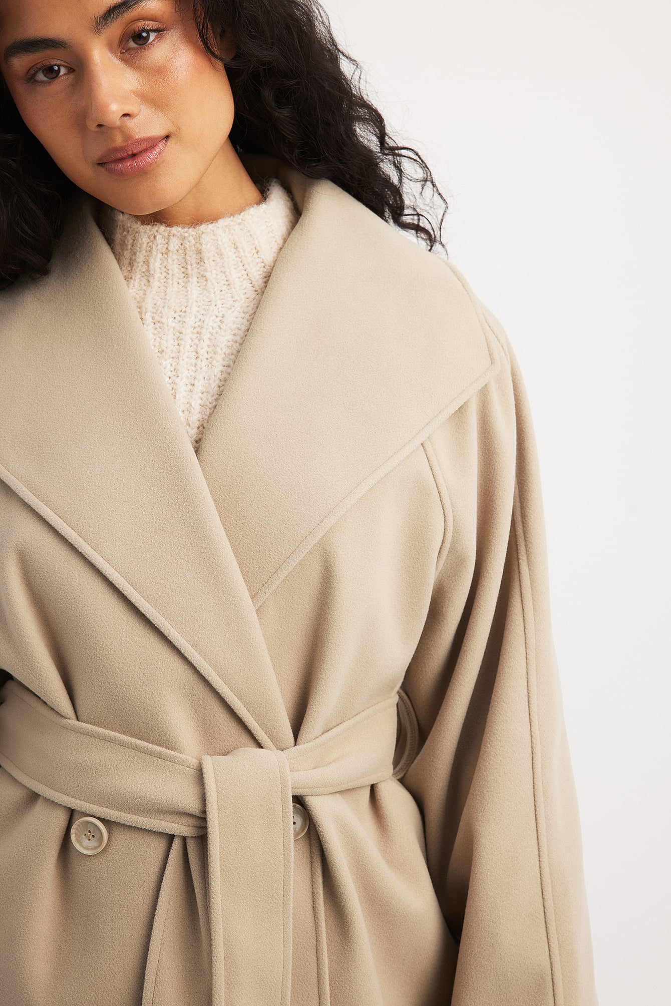 Midi-Mantel mit Kragen Beige NA-KD - Main Image