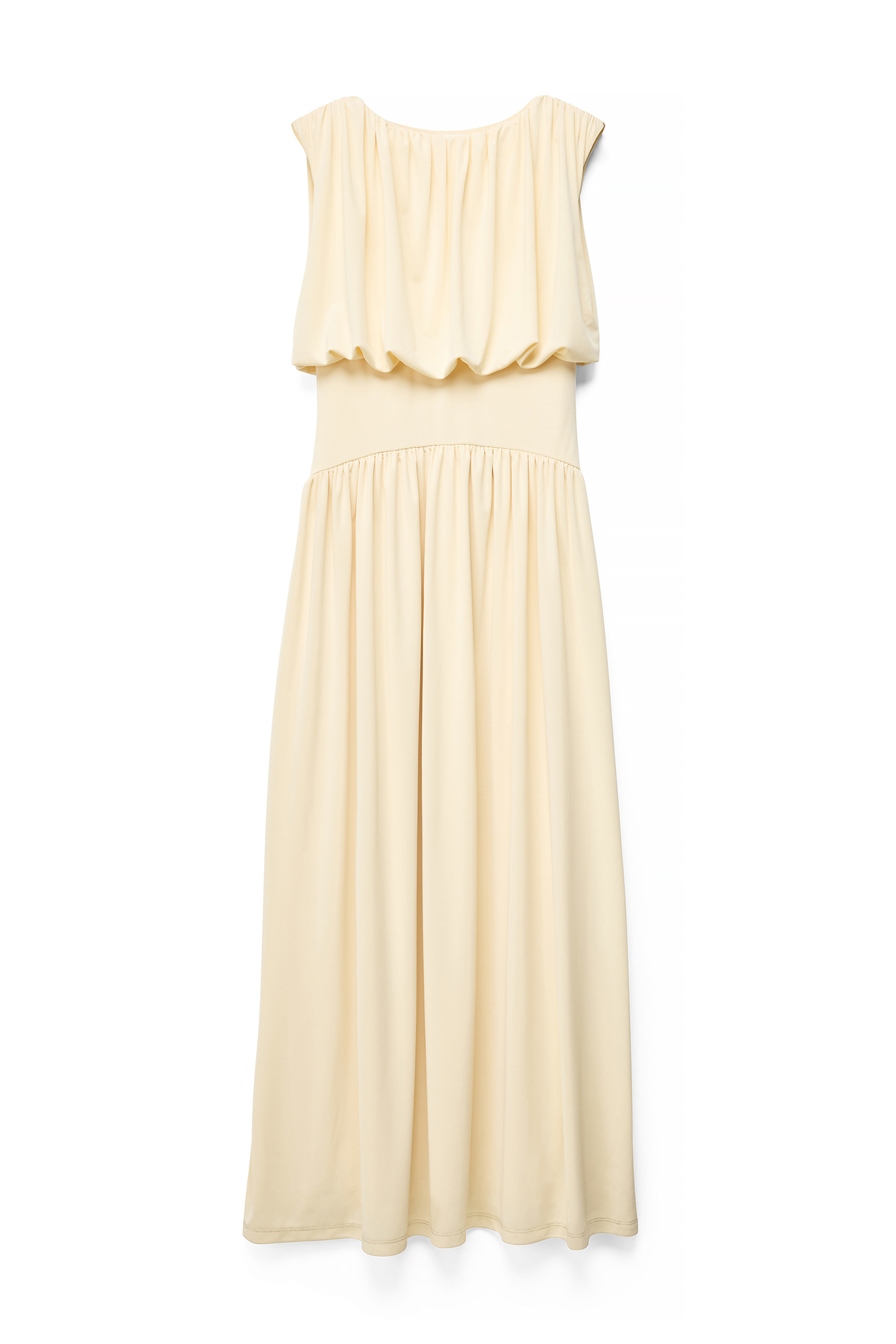 Light Yellow Contrast Waist Maxi Dress