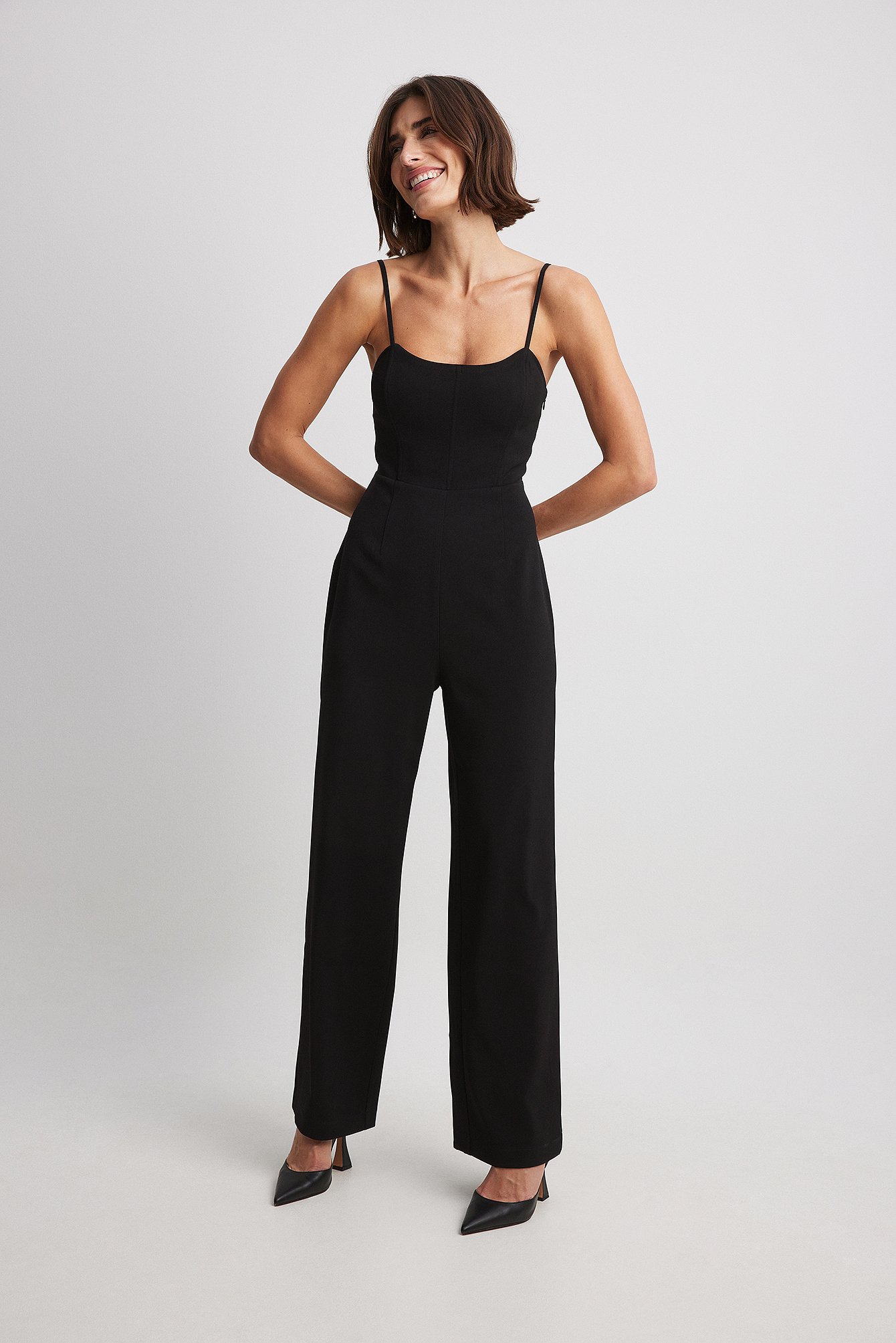 BandeauJumpsuit mit Korsett Schwarz NAKD