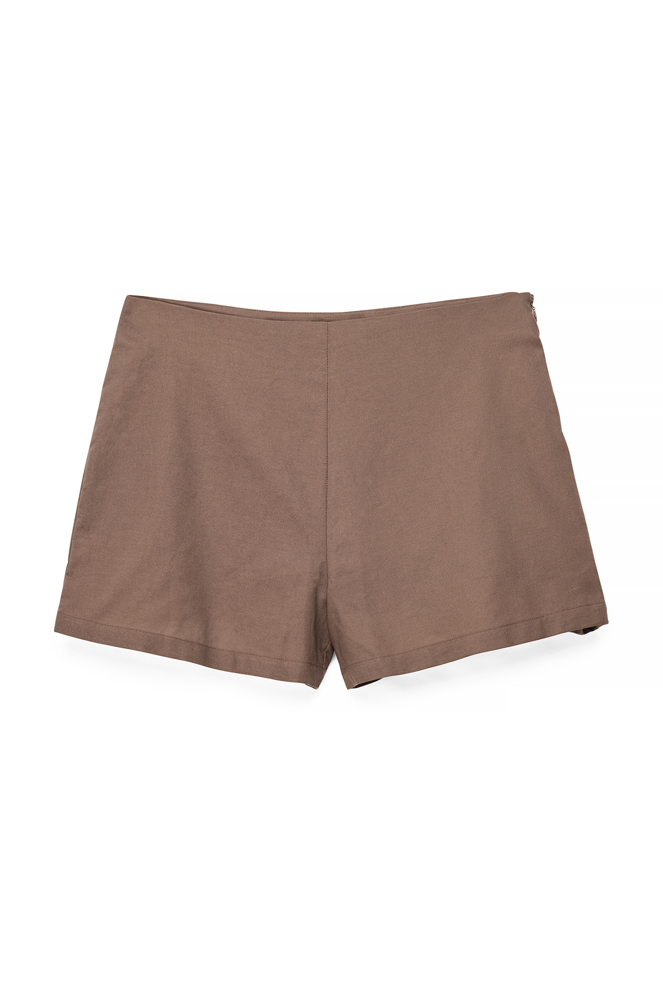 Brown Cotton Mini Shorts