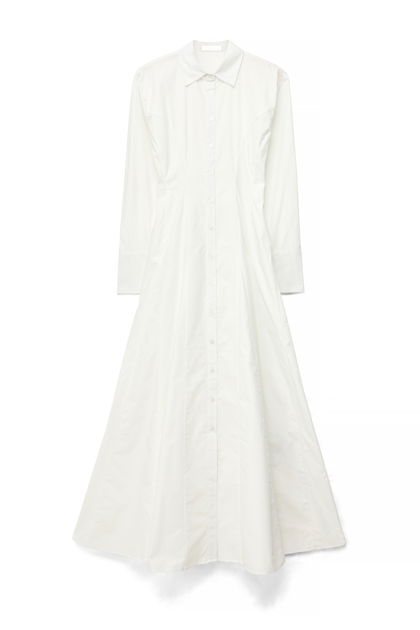 White Cotton Pleated Maxi Dress