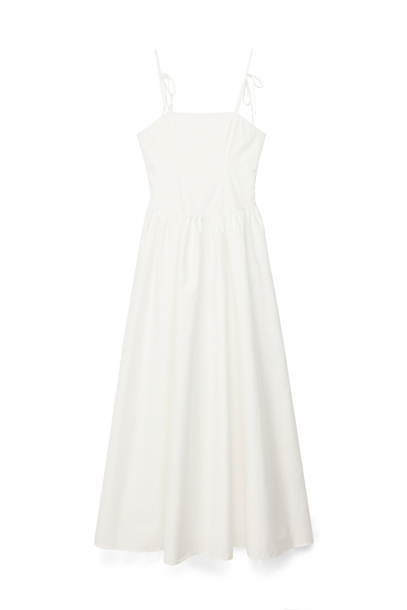 White Cotton Tie Detail Maxi Dress
