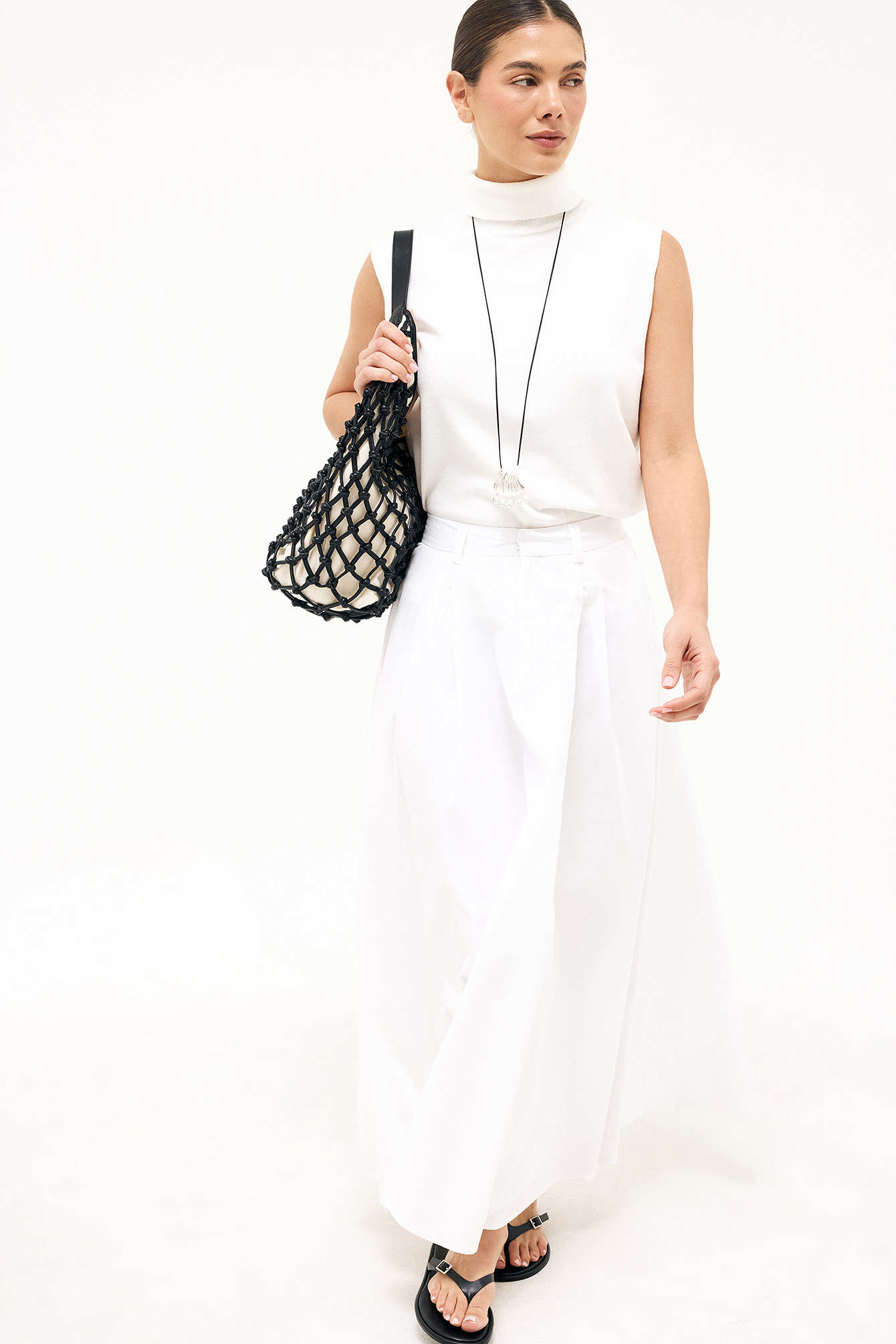 Cotton Belt Loop Maxi Skirt - A-line Skirts - White - EU 32 - NA-KD / NAKD