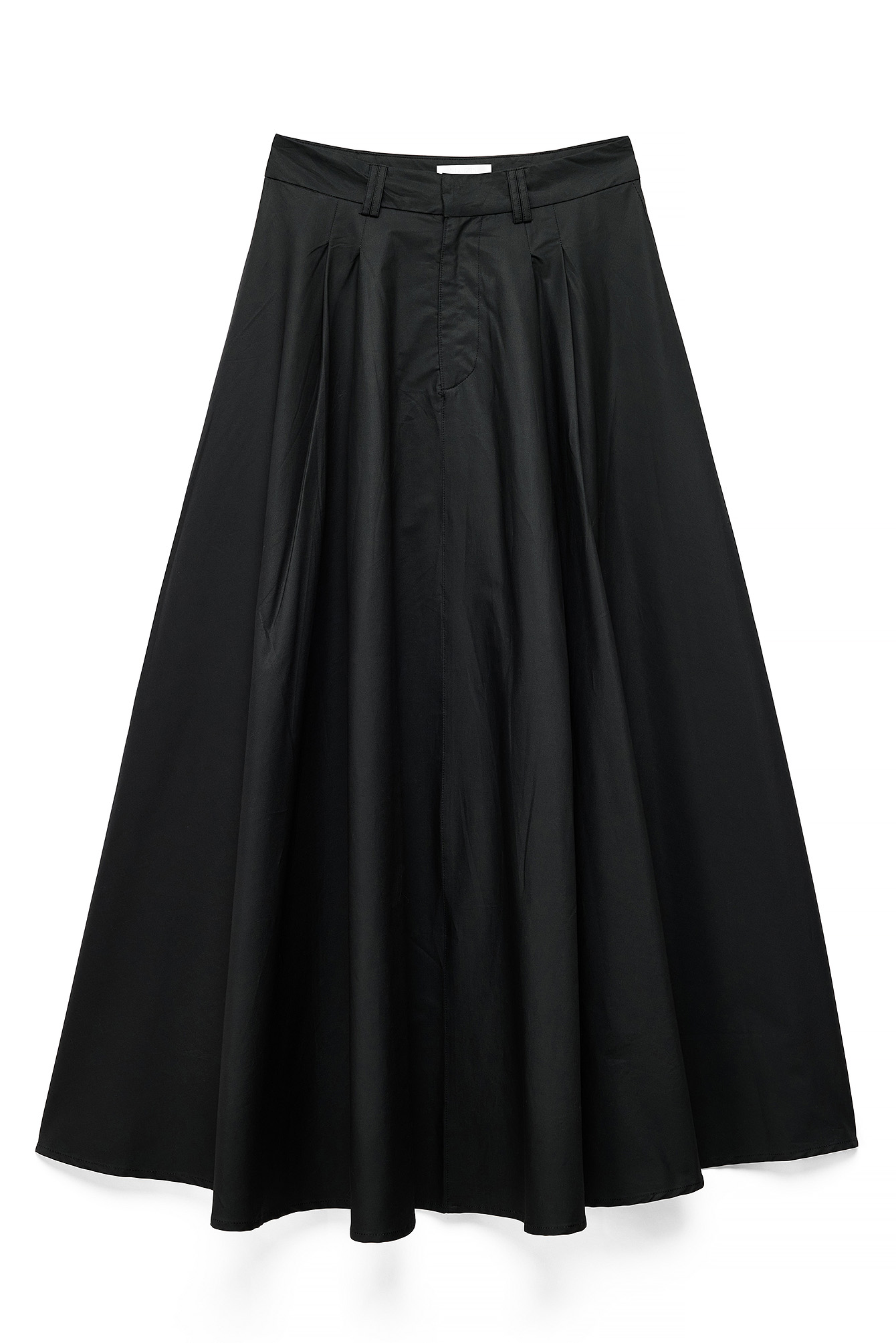 Washed Black Cotton Belt Loop Maxi Skirt
