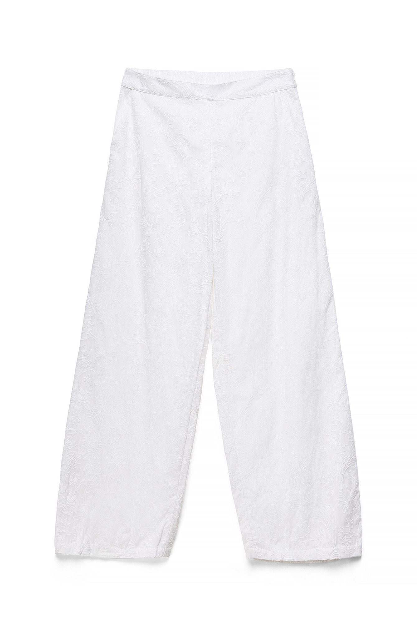 White Cotton Embroidery Trousers