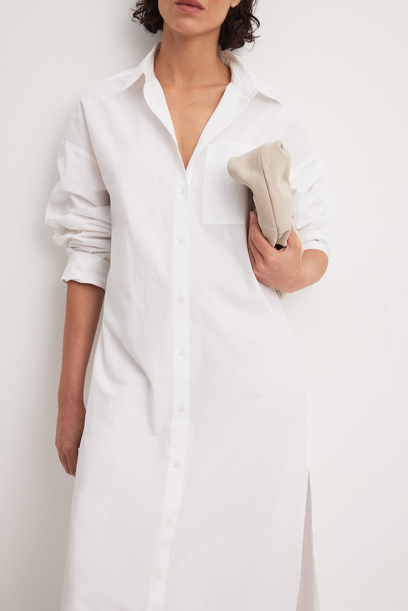Cotton Maxi Shirt Dress - Shirt Dresses - White - EU 32 - NA-KD / NAKD