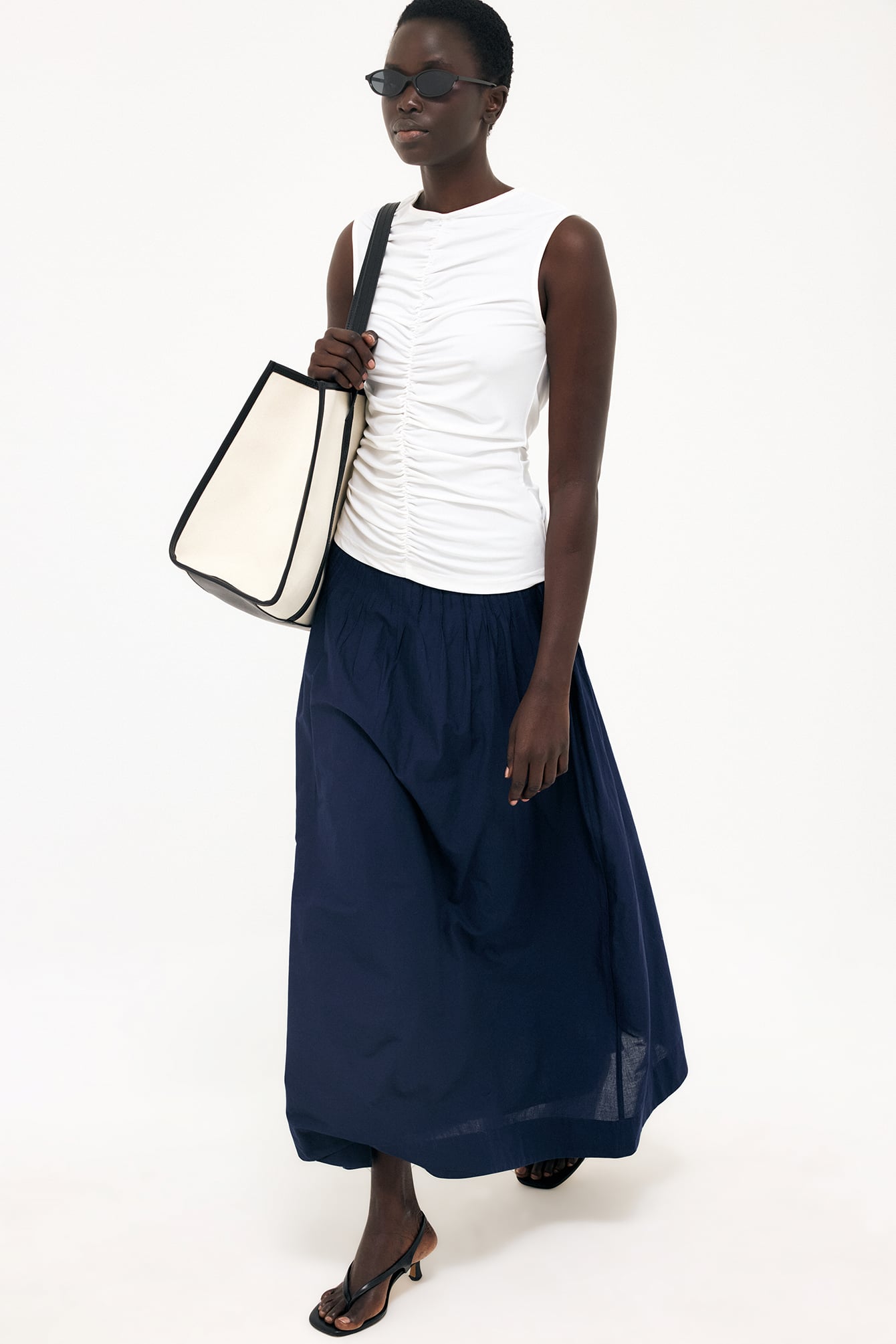 Cotton Pintuck Maxi Skirt - Summer Skirts - Navy - EU 32 - NA-KD / NAKD