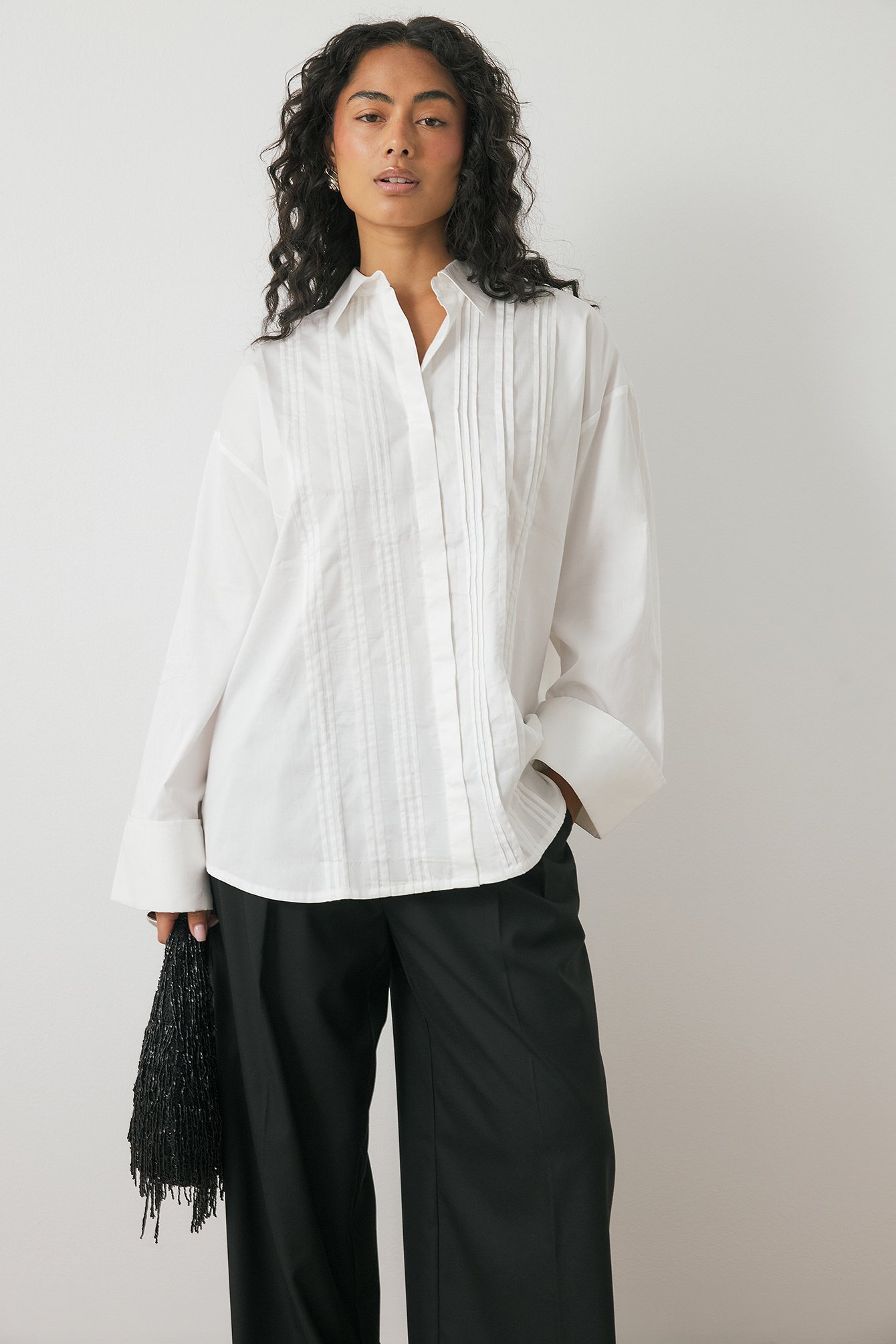 NA-KD Cotton Pintuck Shirt - Shirts - White - EU 40 - NA-KD / NAKD