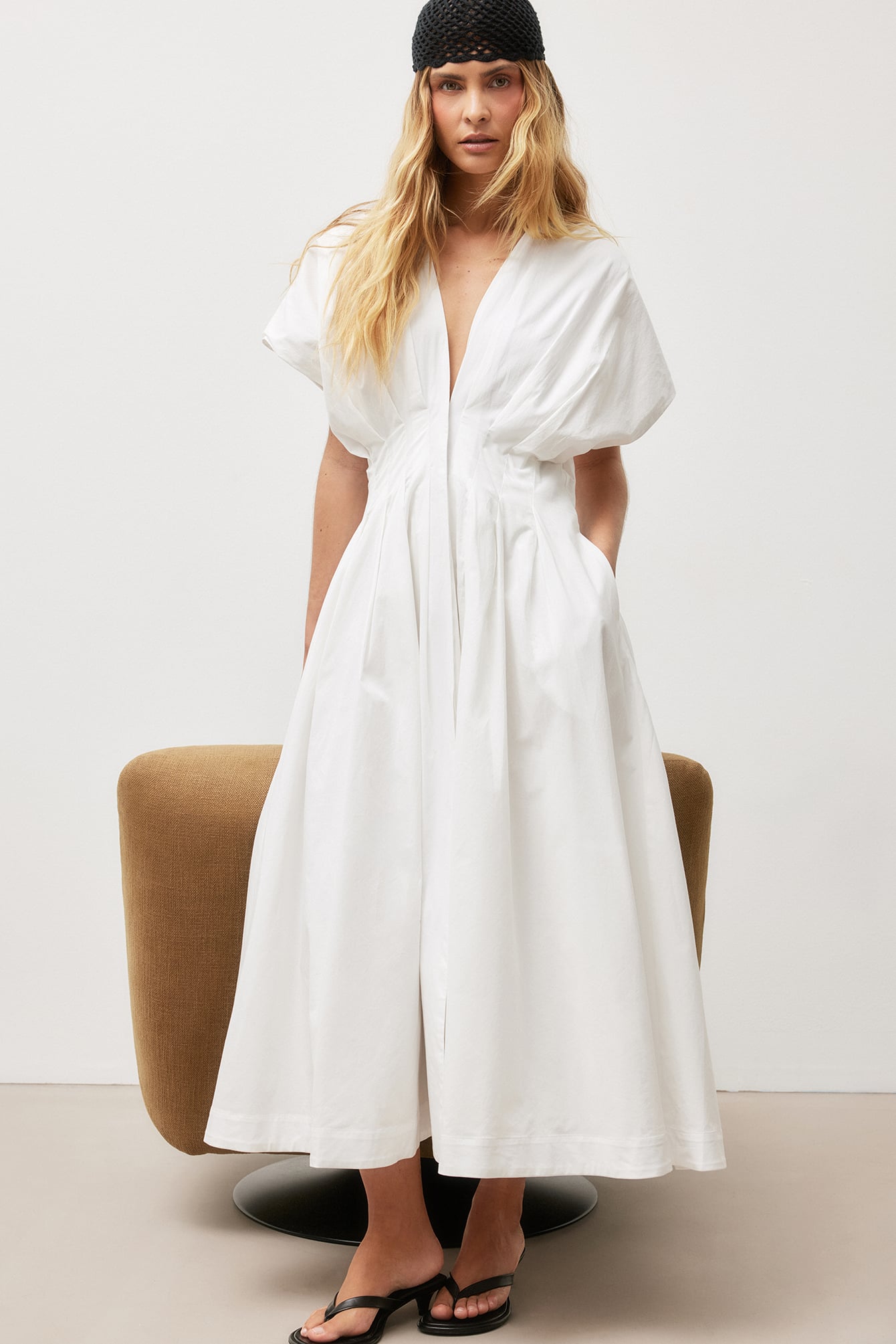 strapless open back dress The Assembly Line Box Pleat Dress – The Fold Line