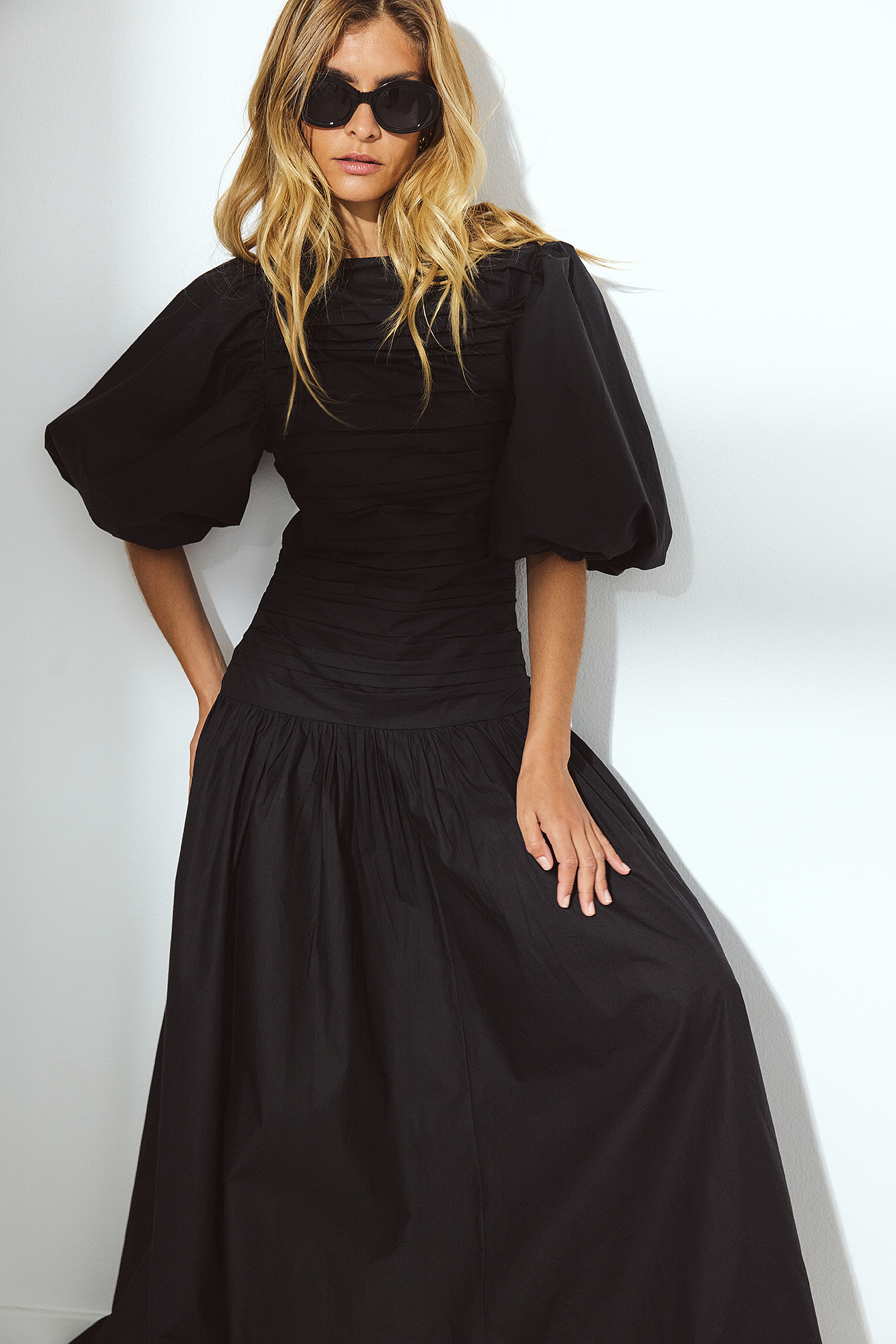 chinese dress ladies Puff Sleeve Corset Strapless Long Prom Dress K1122 Black / 00 main image 0