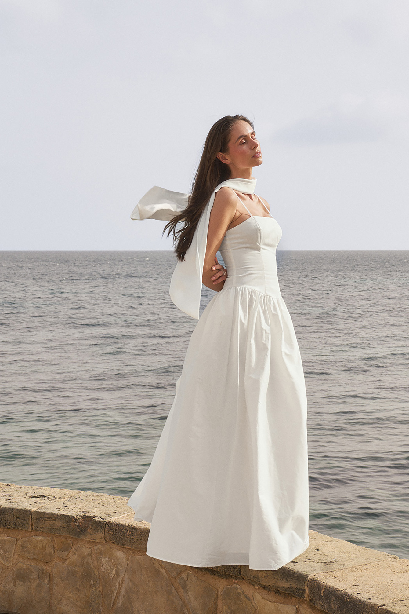 Cotton Tie Detail Maxi Dress White | NA-KD