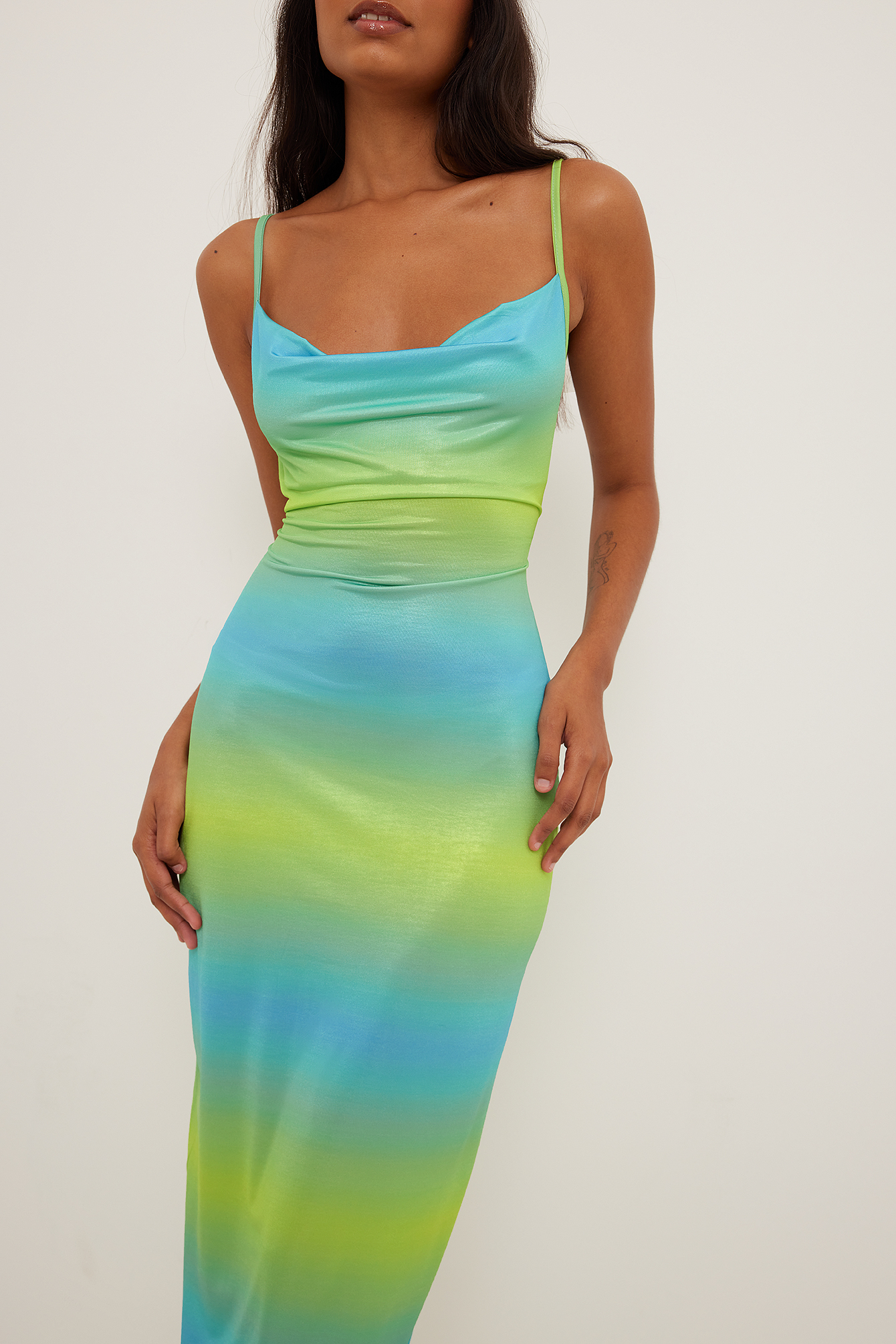 Cowl Neck Maxi Dress Multicolor | na-kd.com
