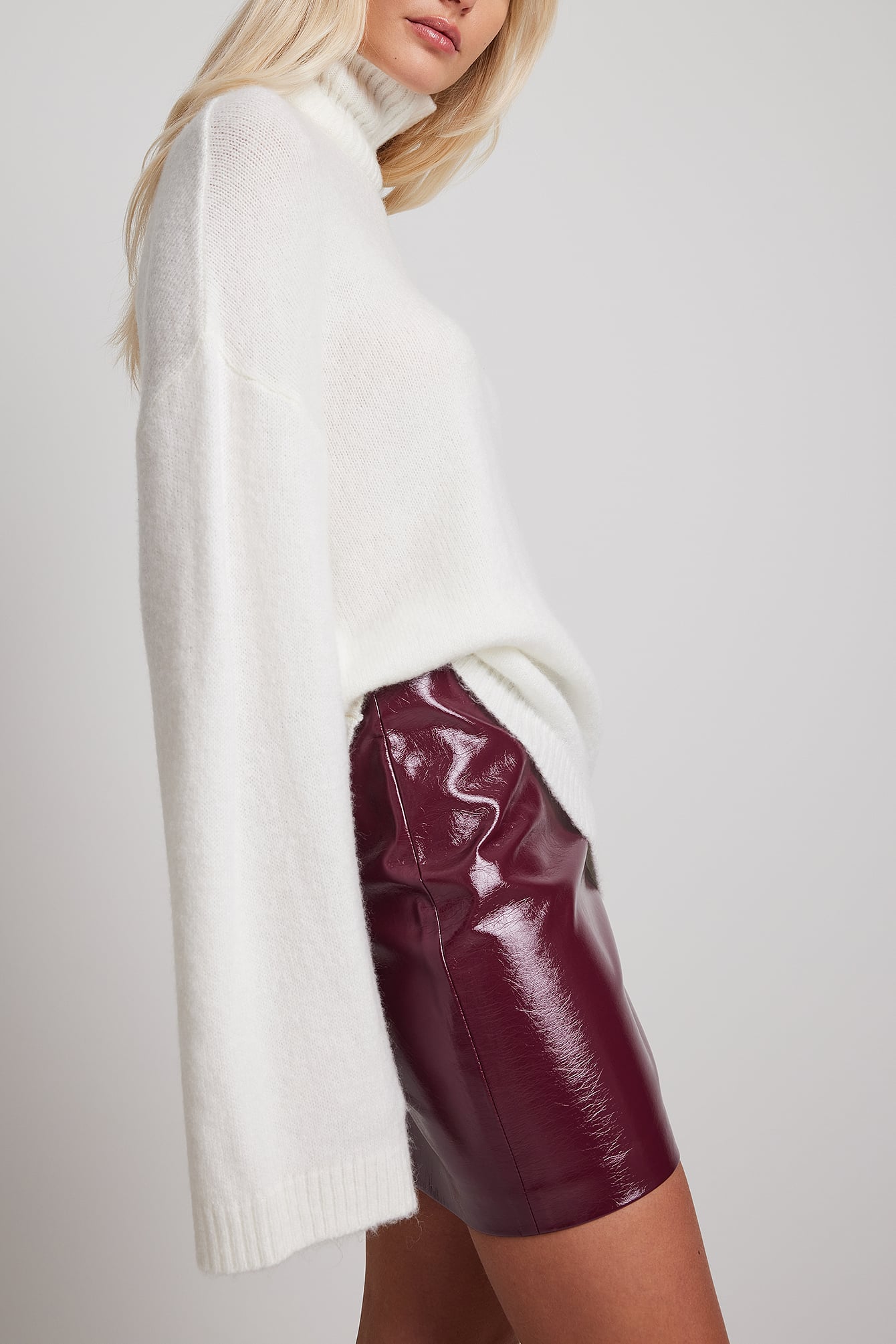 Crinkled PU mini skirt