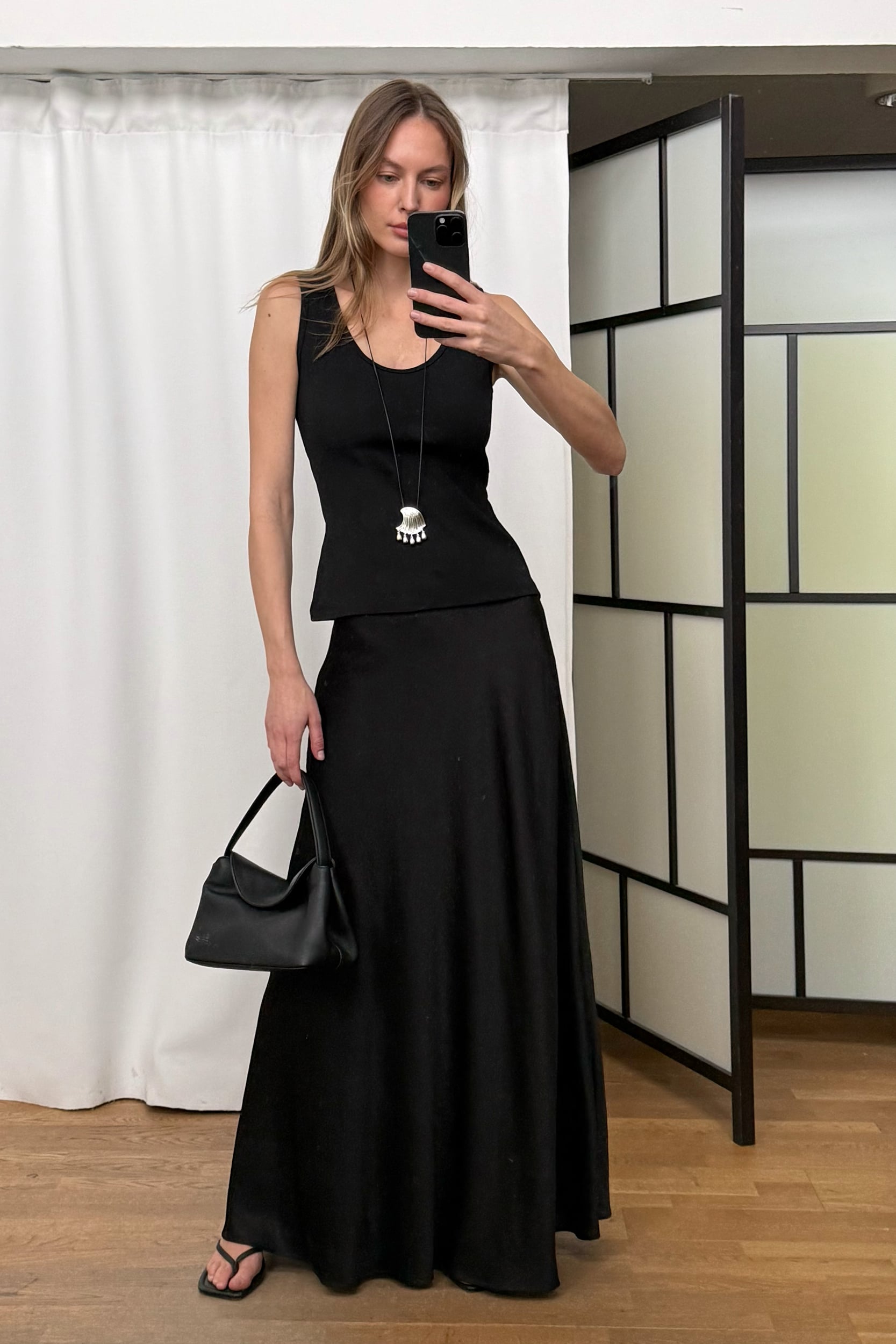 Crinkle Bias Cut Maxi Skirt - Satin Skirts - Black - EU 32 - NA-KD / NAKD