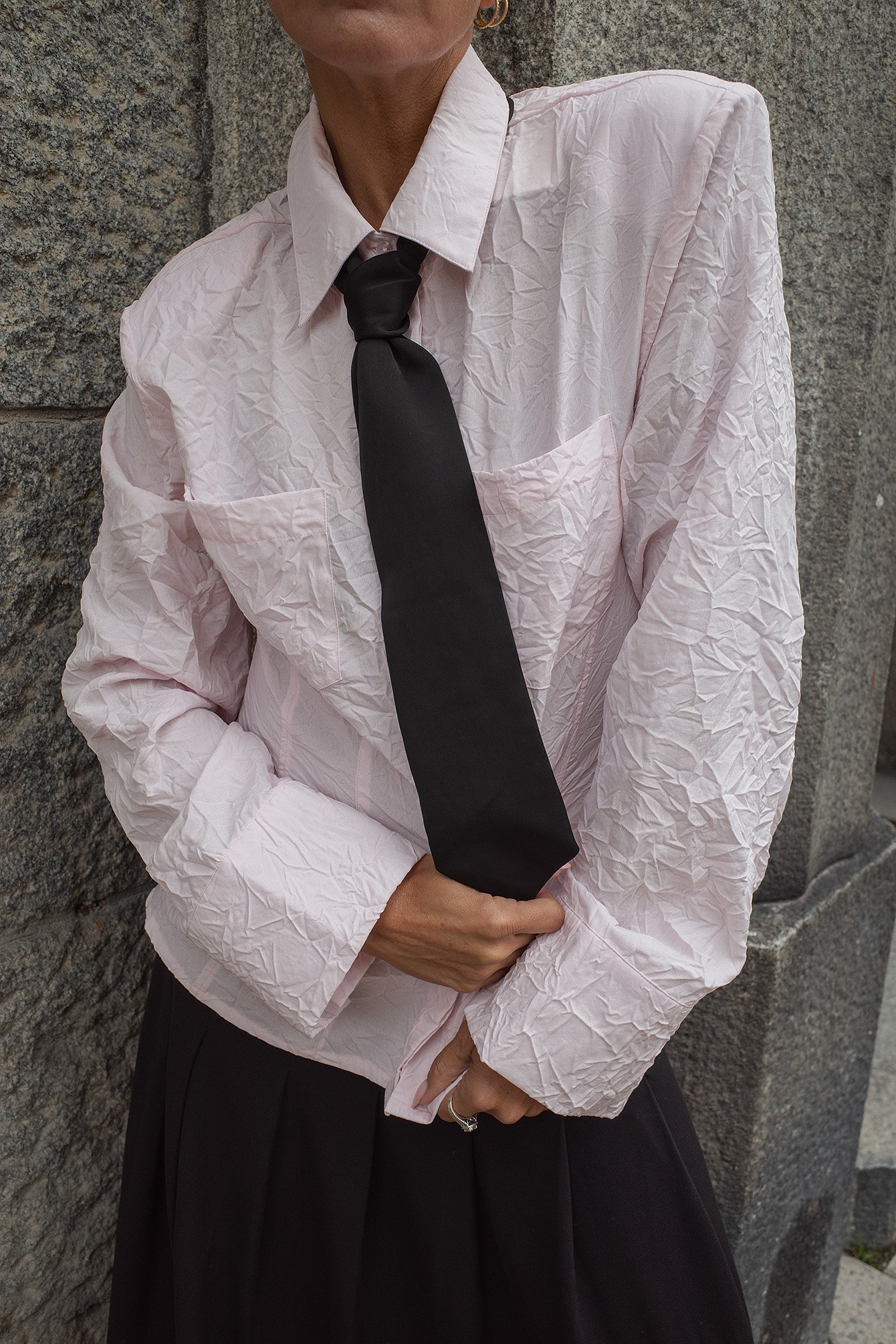 Janka Polliani x NA-KD Gekreukte getailleerde overhemd - Overhemden - Roze - EU 32 - NA-KD / NAKD