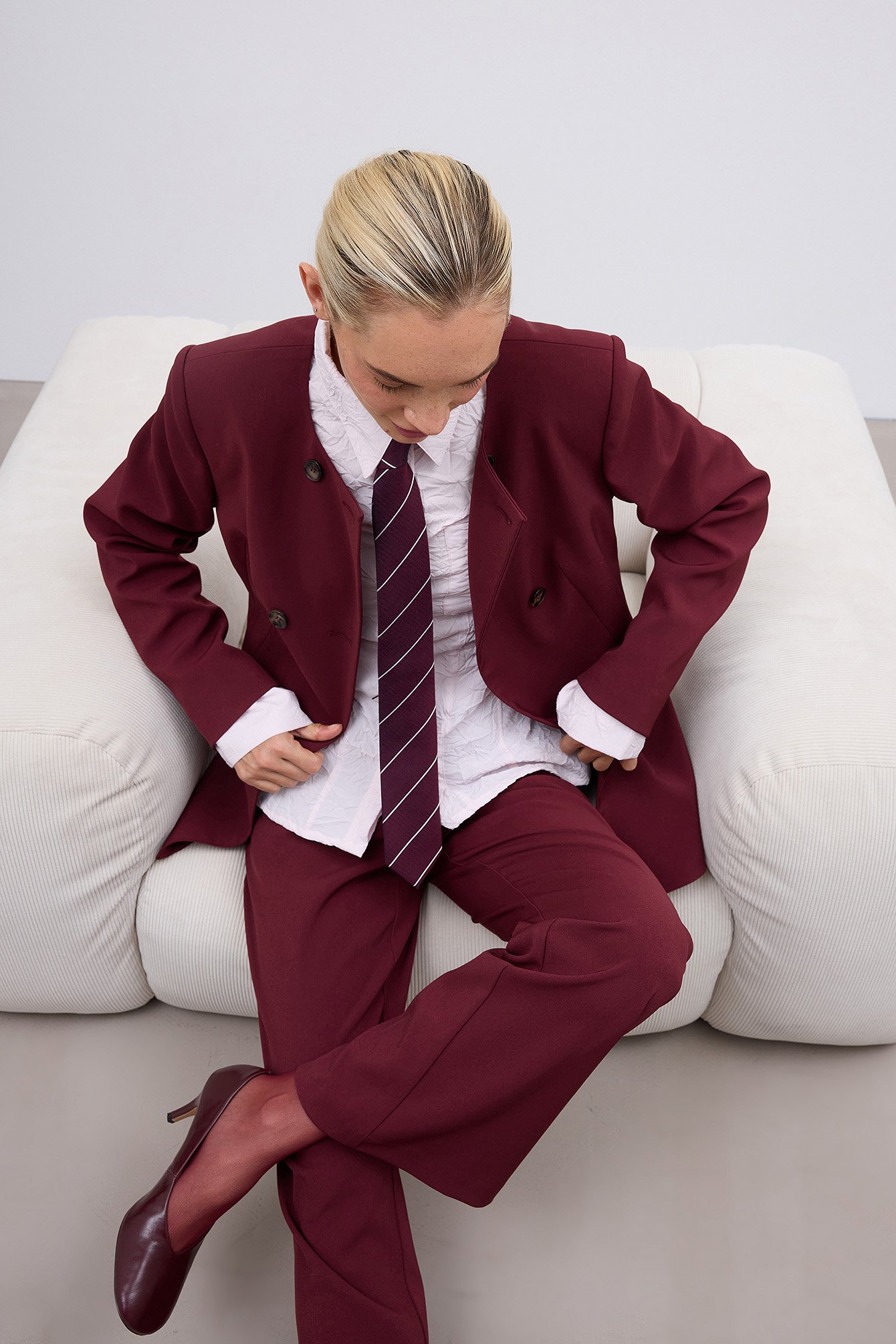 Janka Polliani x NA-KD Crinkle Fitted Shirt - Shirts - Pink - EU 32 - NA-KD / NAKD