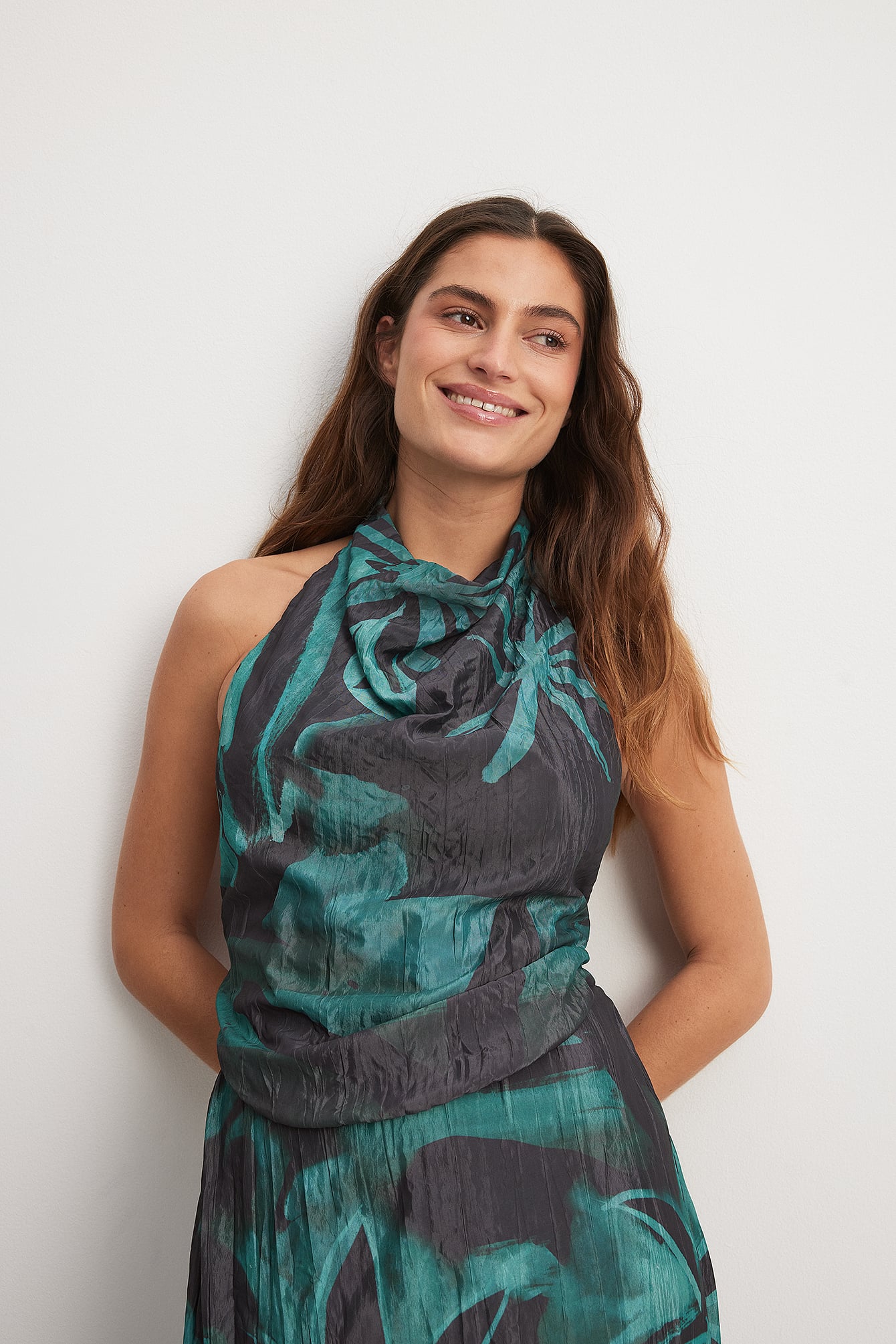 Crinkle halterneck top