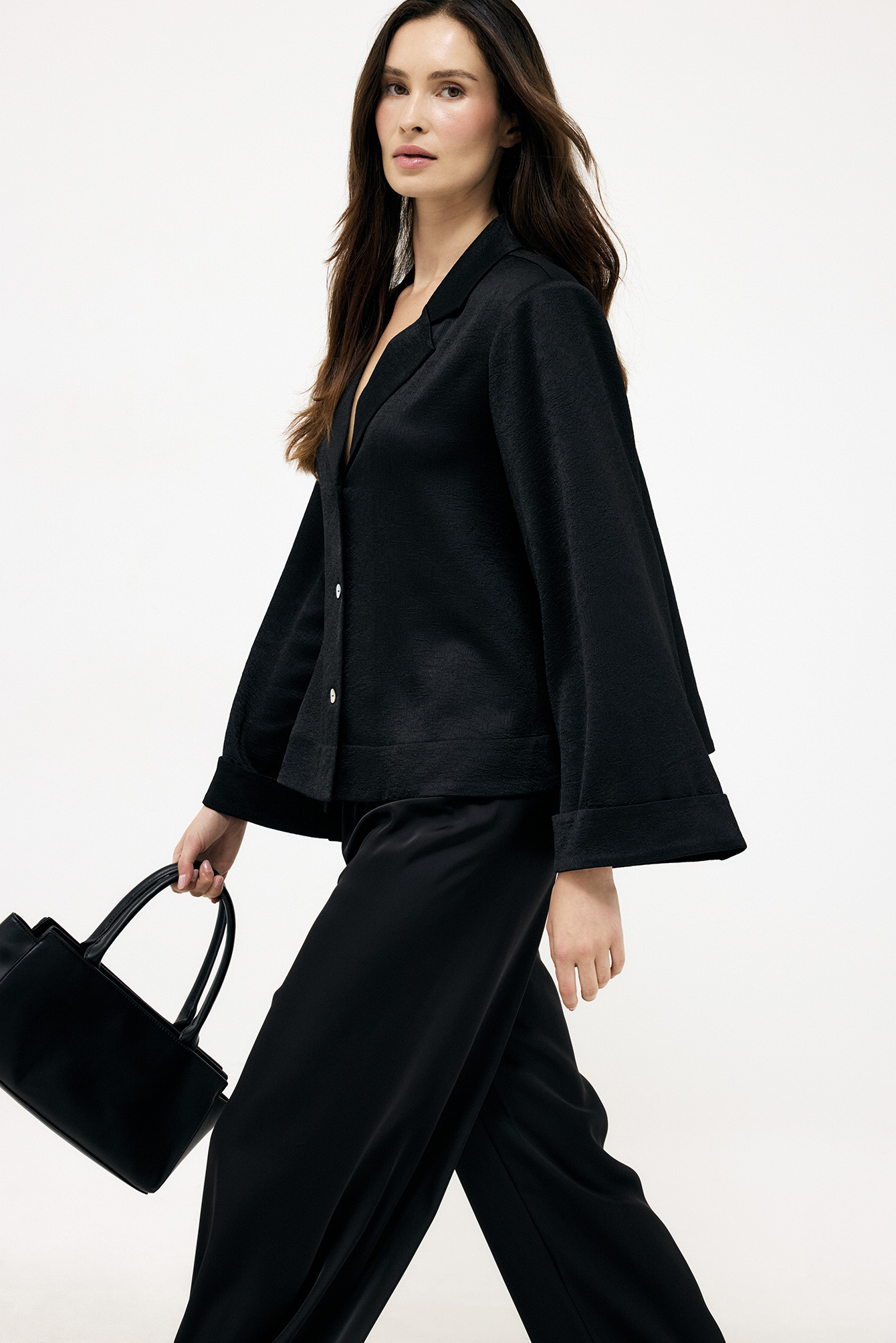 Blusa de manga ancha con efecto arrugado - Blusas - Black - XS - NA-KD / NAKD