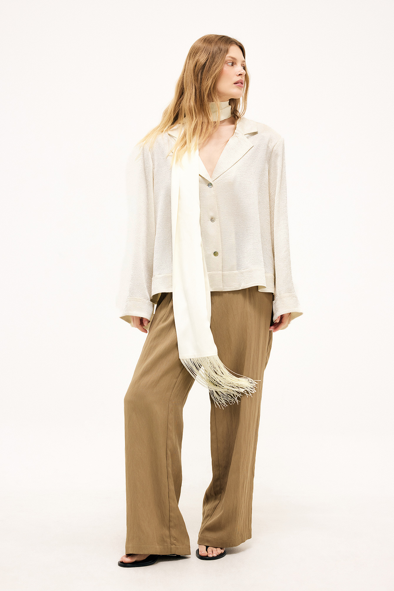 Blusa de manga ancha con efecto arrugado - Blusas - Offwhite - XS - NA-KD / NAKD