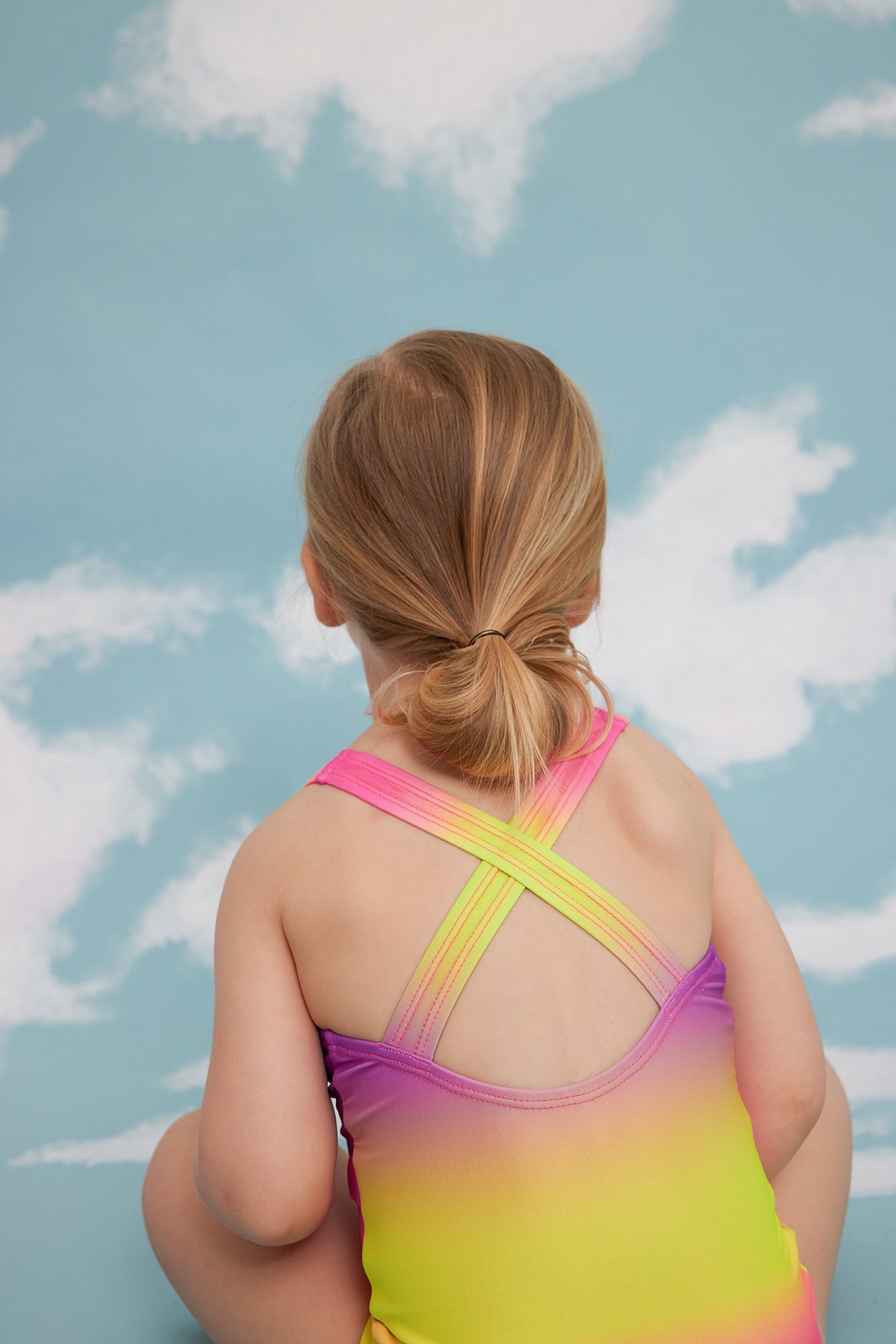 Ombre Print Badeanzug mit gekreuztem Rücken