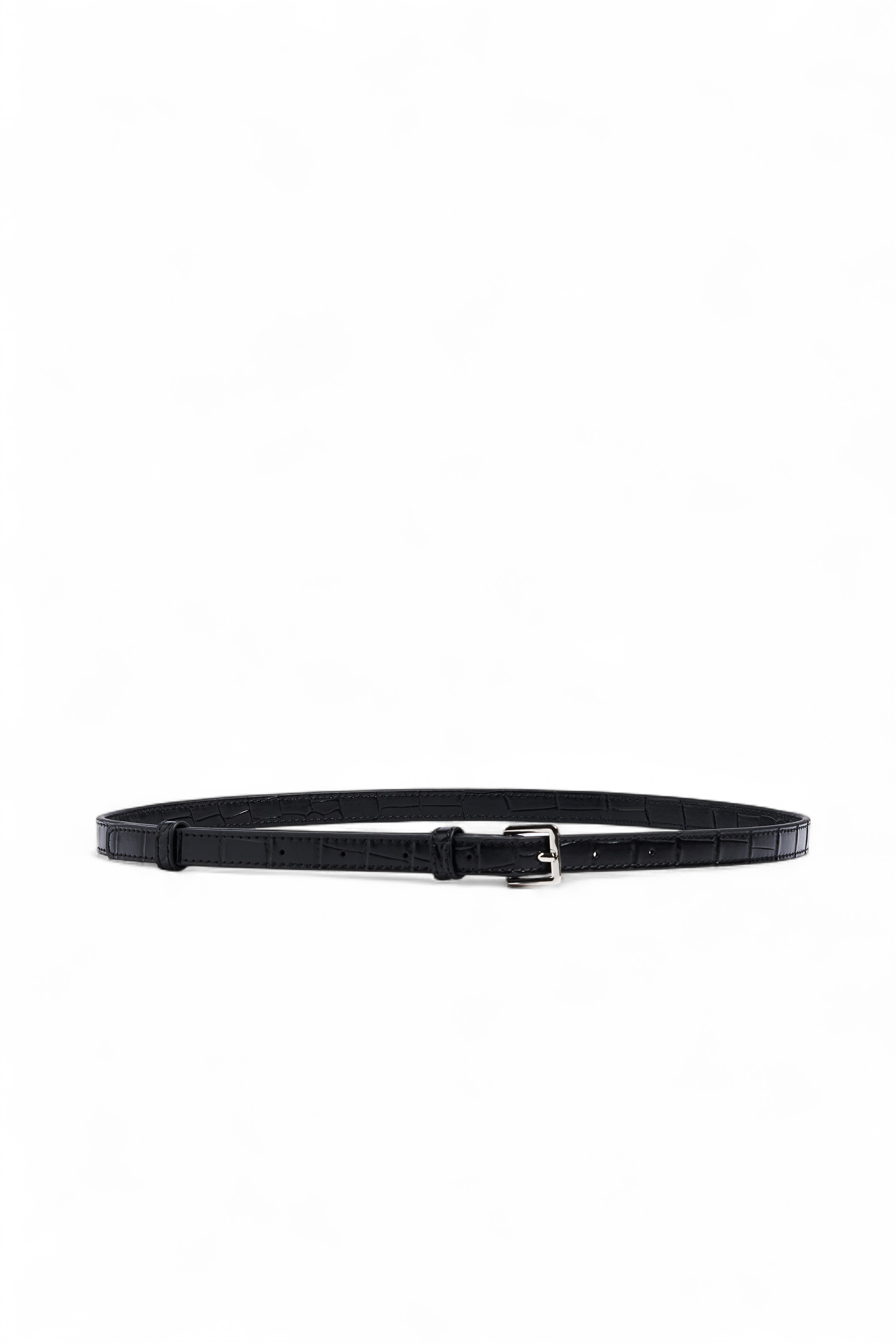 Black Croc Leather Belt