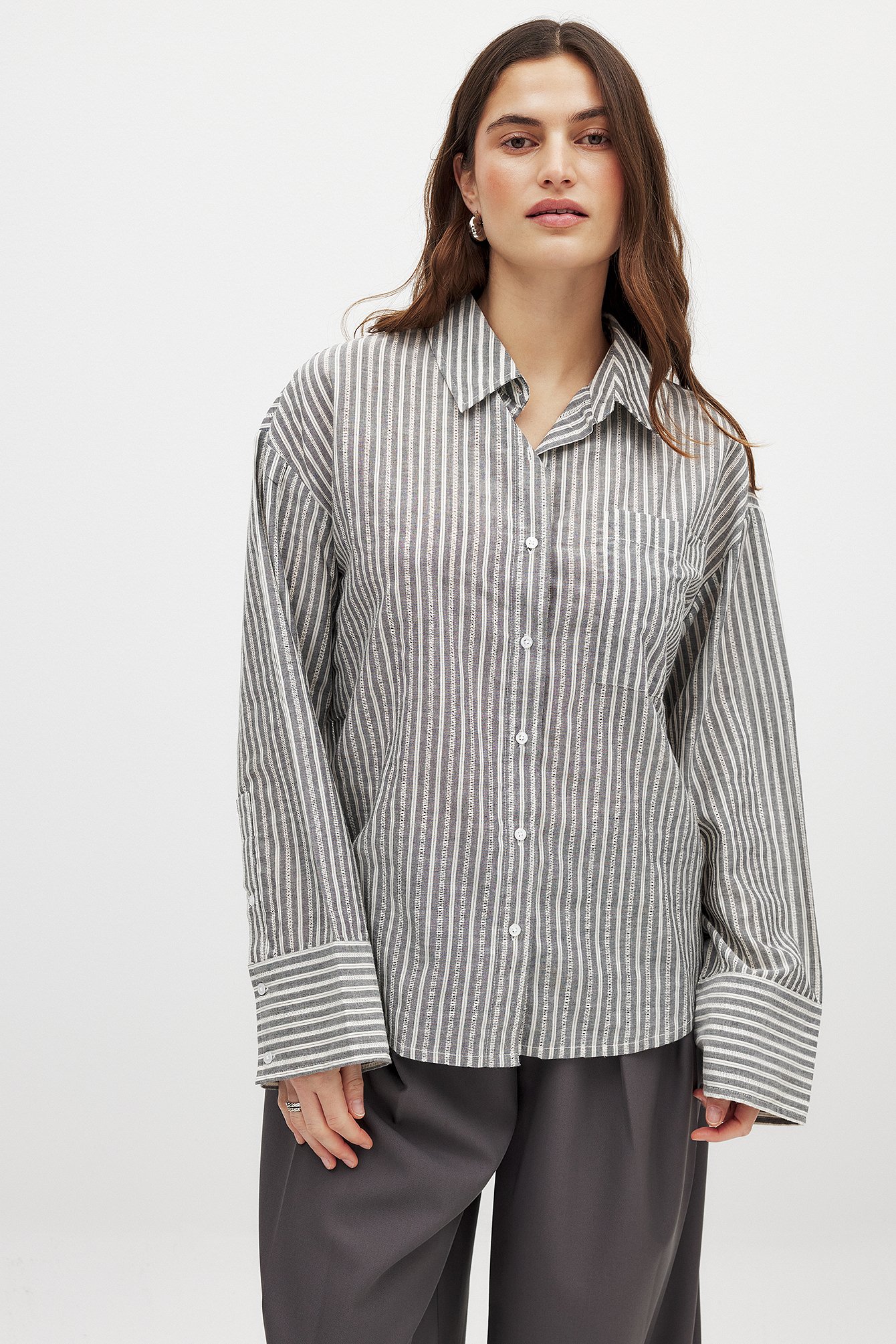 NA-KD Crochet Insert Stripe Shirt - Shirts - Stripe - EU 38 - NA-KD / NAKD