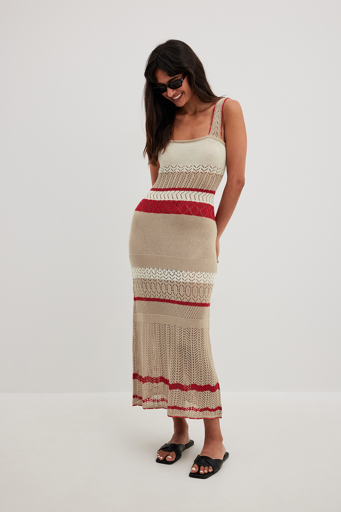 Crochet Knitted Midi Dress Multicolor NAKD