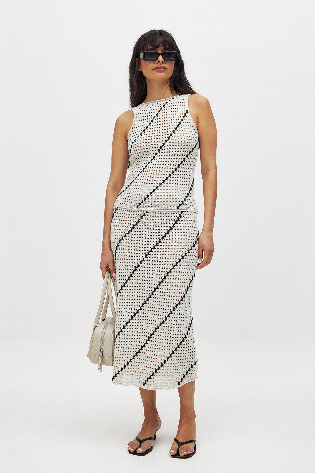 Thammy Salcedo X NAKD Crochet Knitted Midi Skirt - Knitted Skirts - Beige - XX-Small - NA-KD / NAKD