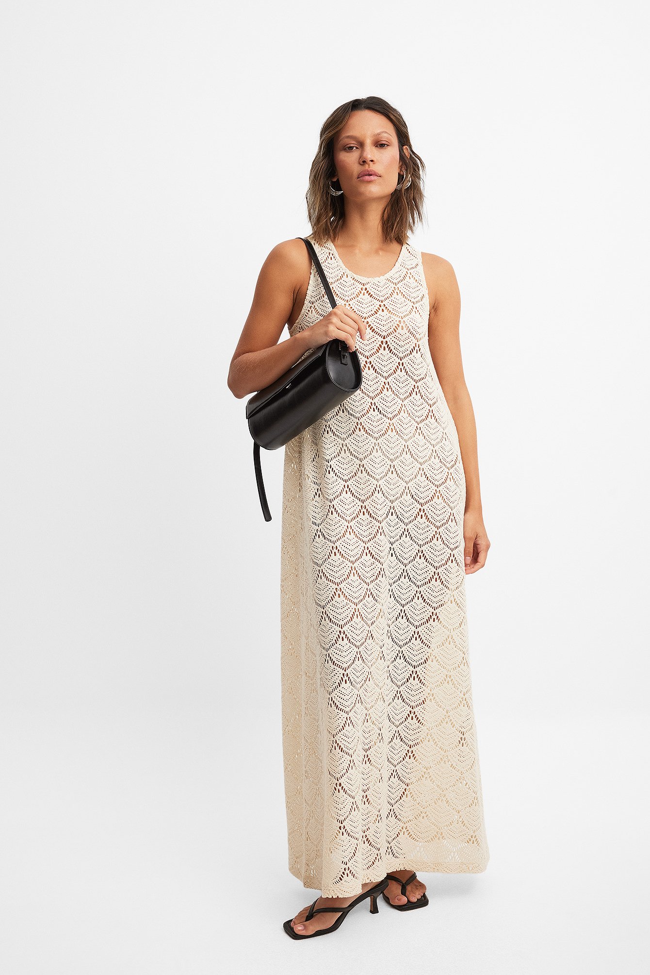 Bruine gehaakte maxi-jurk Mirabelle - Grace & Mila Bruine gehaakte maxi-jurk Mirabelle - Grace & Mila