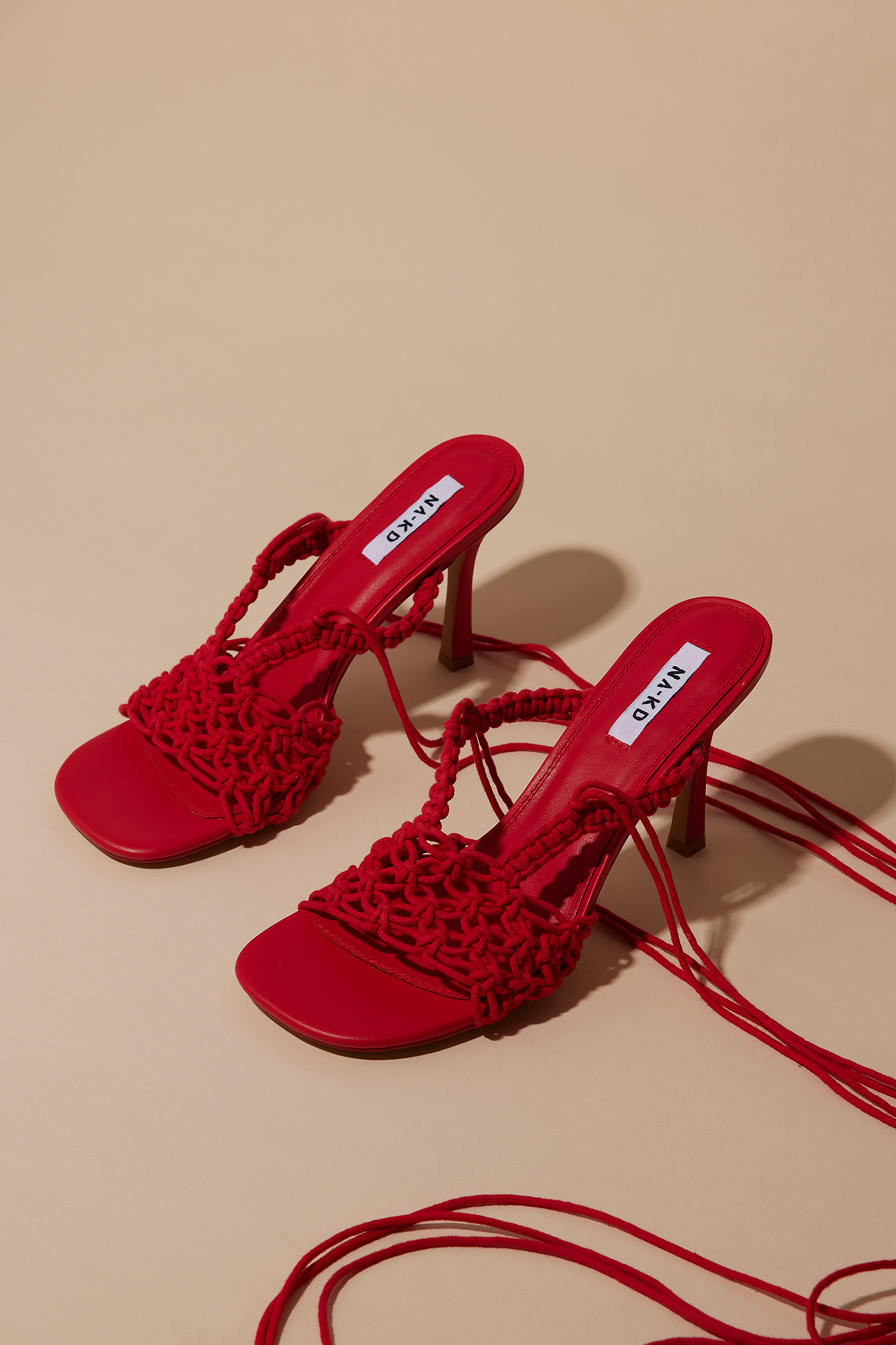 NA-KD Shoes Crocheted High Heels - Red
