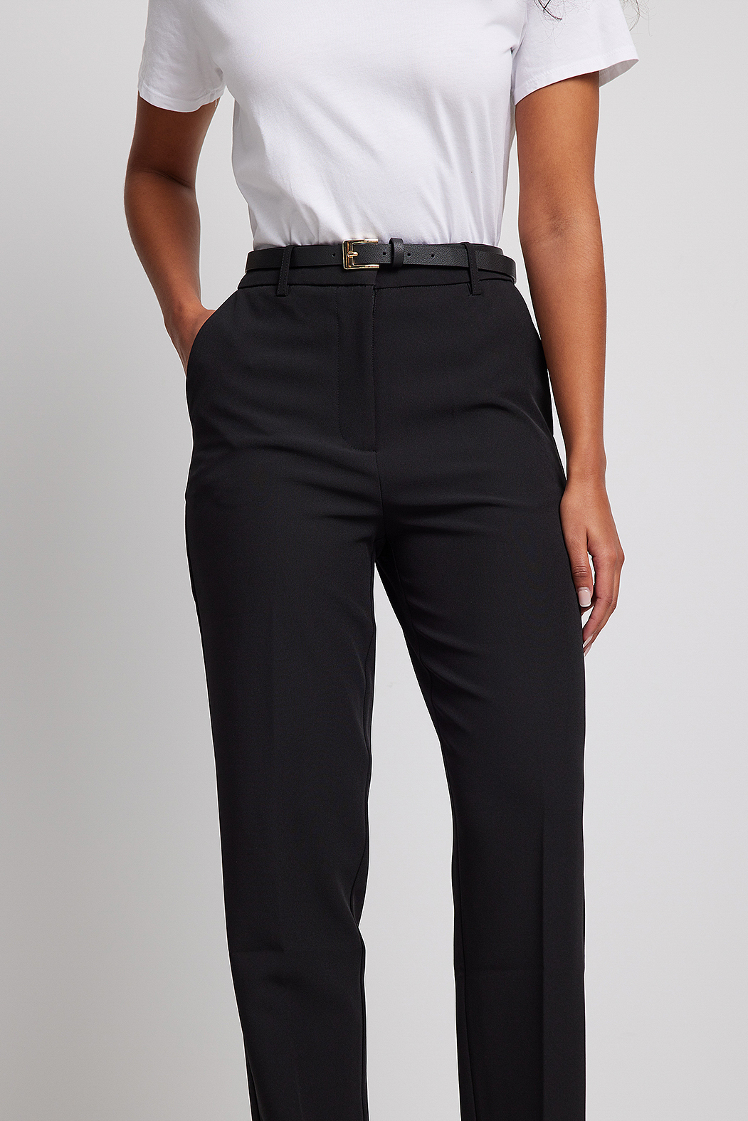 NA-KD Classic Cropped Regular Suit Pants - Black