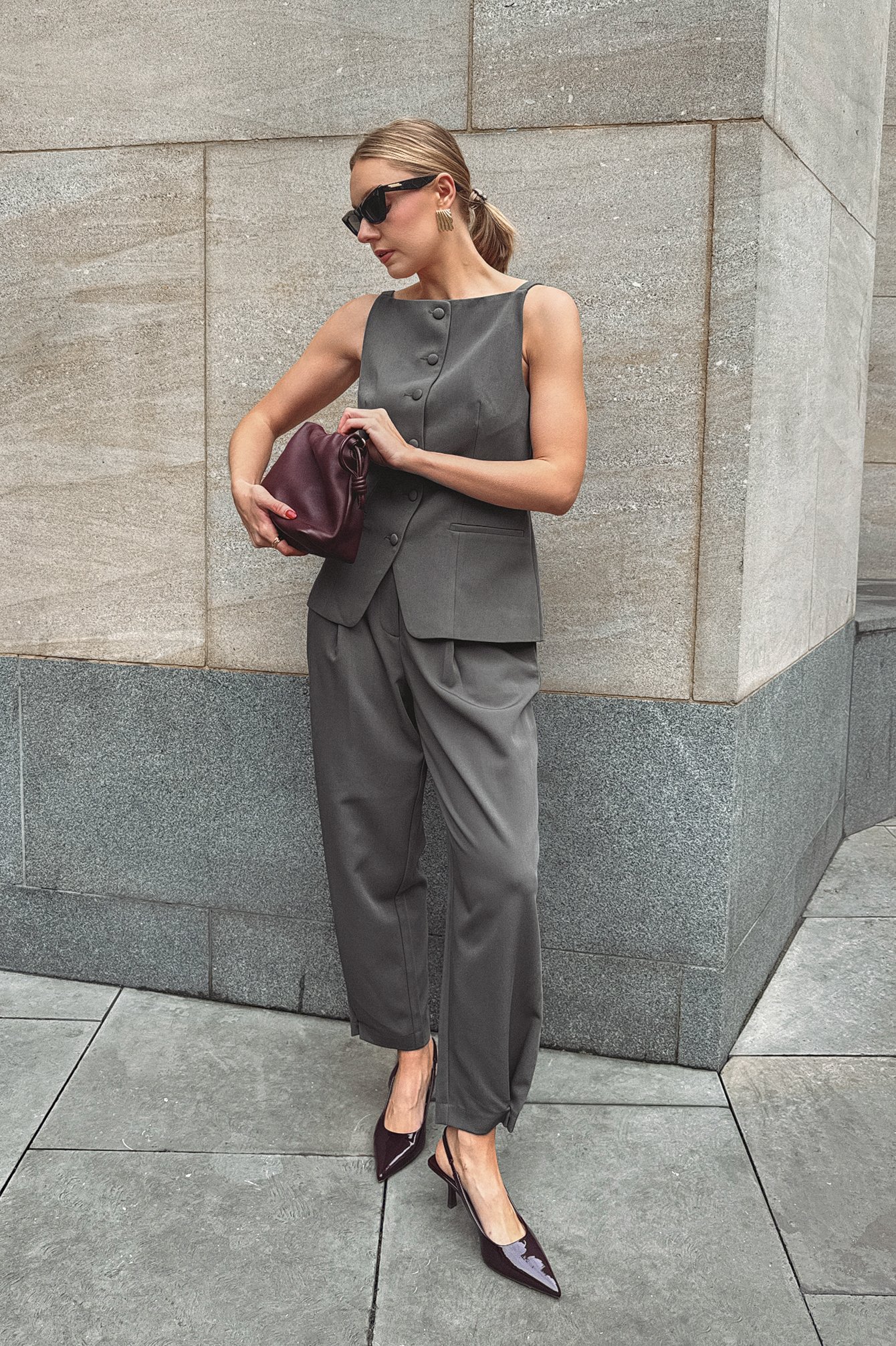 Womens Grey Cropped Trousers | NA-KD