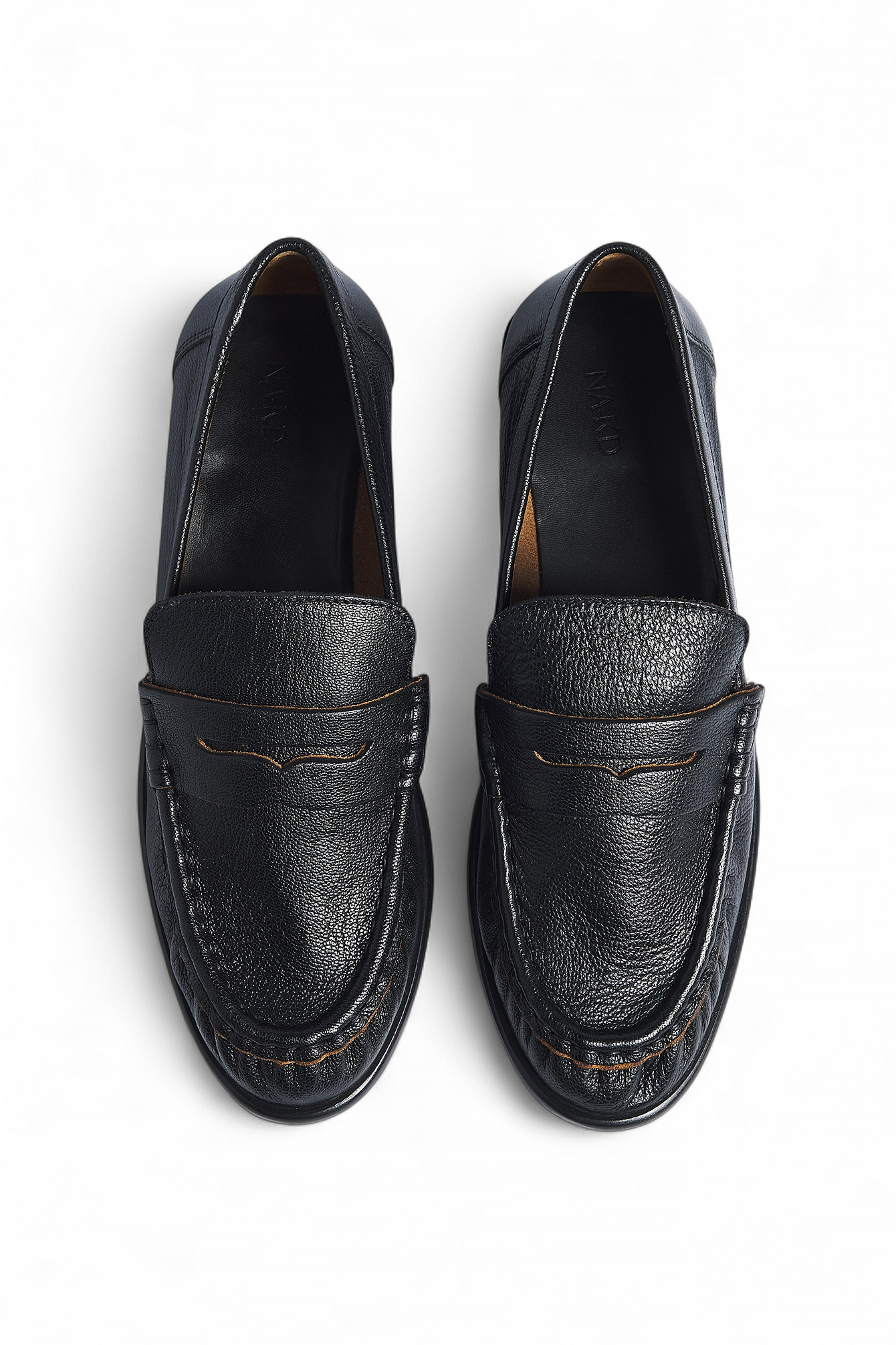 Crushed Leather Loafers Black | NA-KD