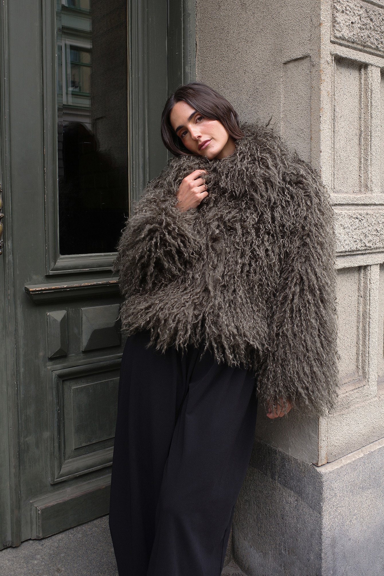 NA-KD Gekrulde faux bontjas - Faux fur jassen - Groen - EU 32 - NA-KD / NAKD