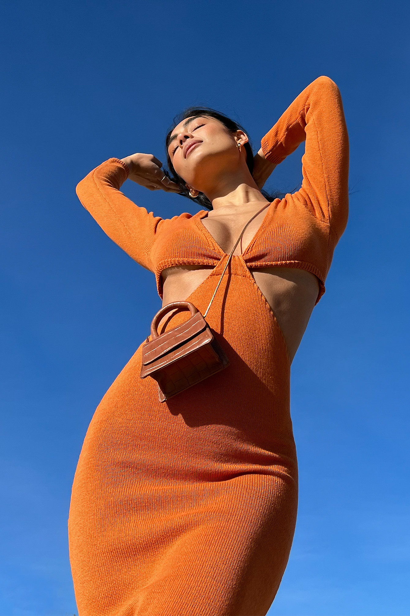 Na-kd Cut Out Knitted Maxi Dress - Orange