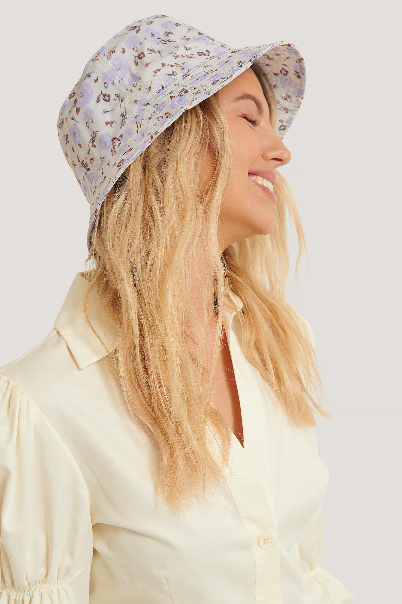 Flower Printed Bucket Hat White | na-kd.com
