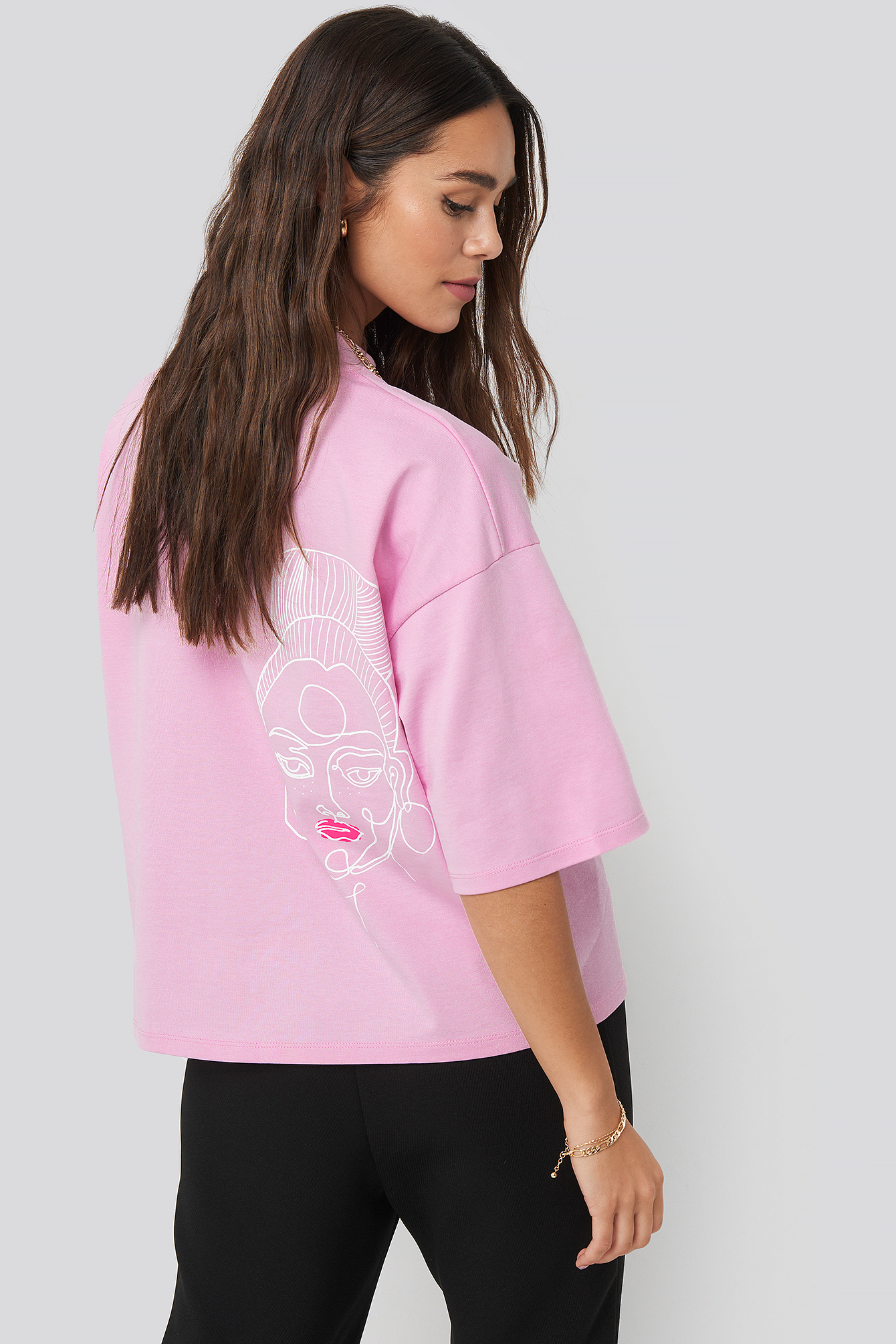 Dropped Shoulder Boxy Tee Pink