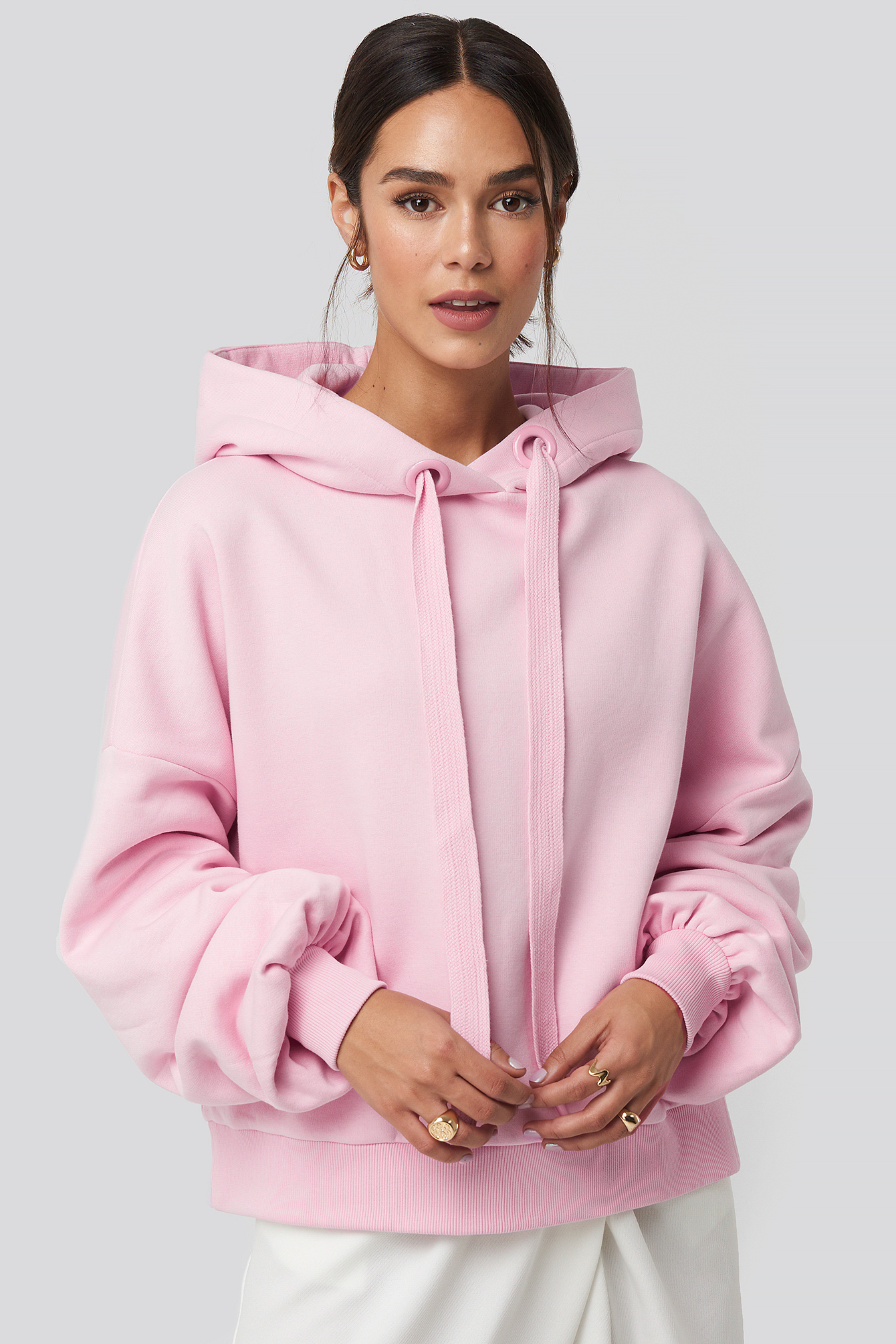 Dropped Shoulder Oversized Hoodie Rosa