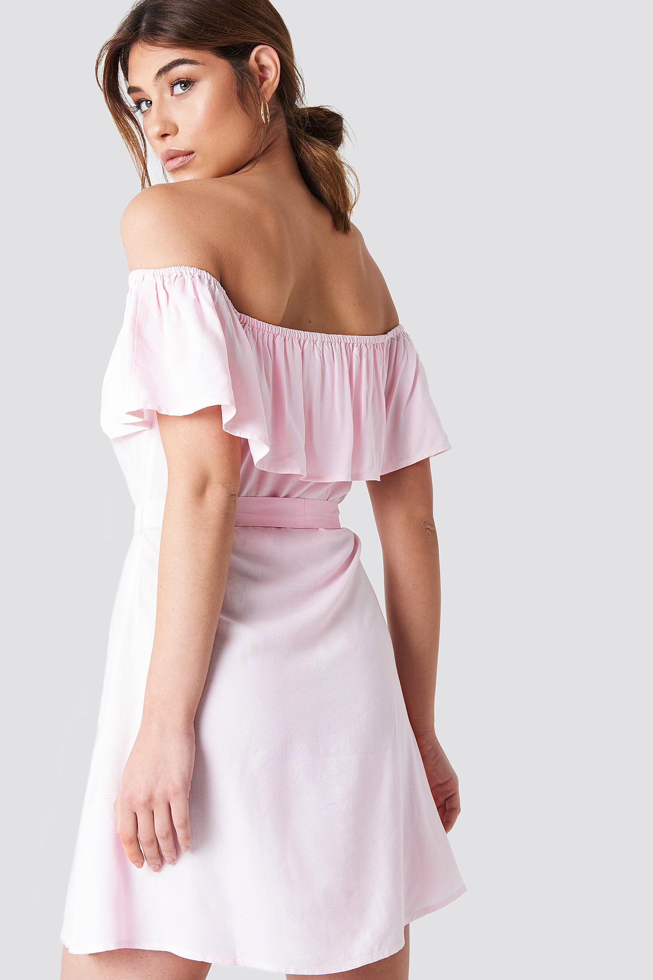Buttoned Flounce Dress Pink