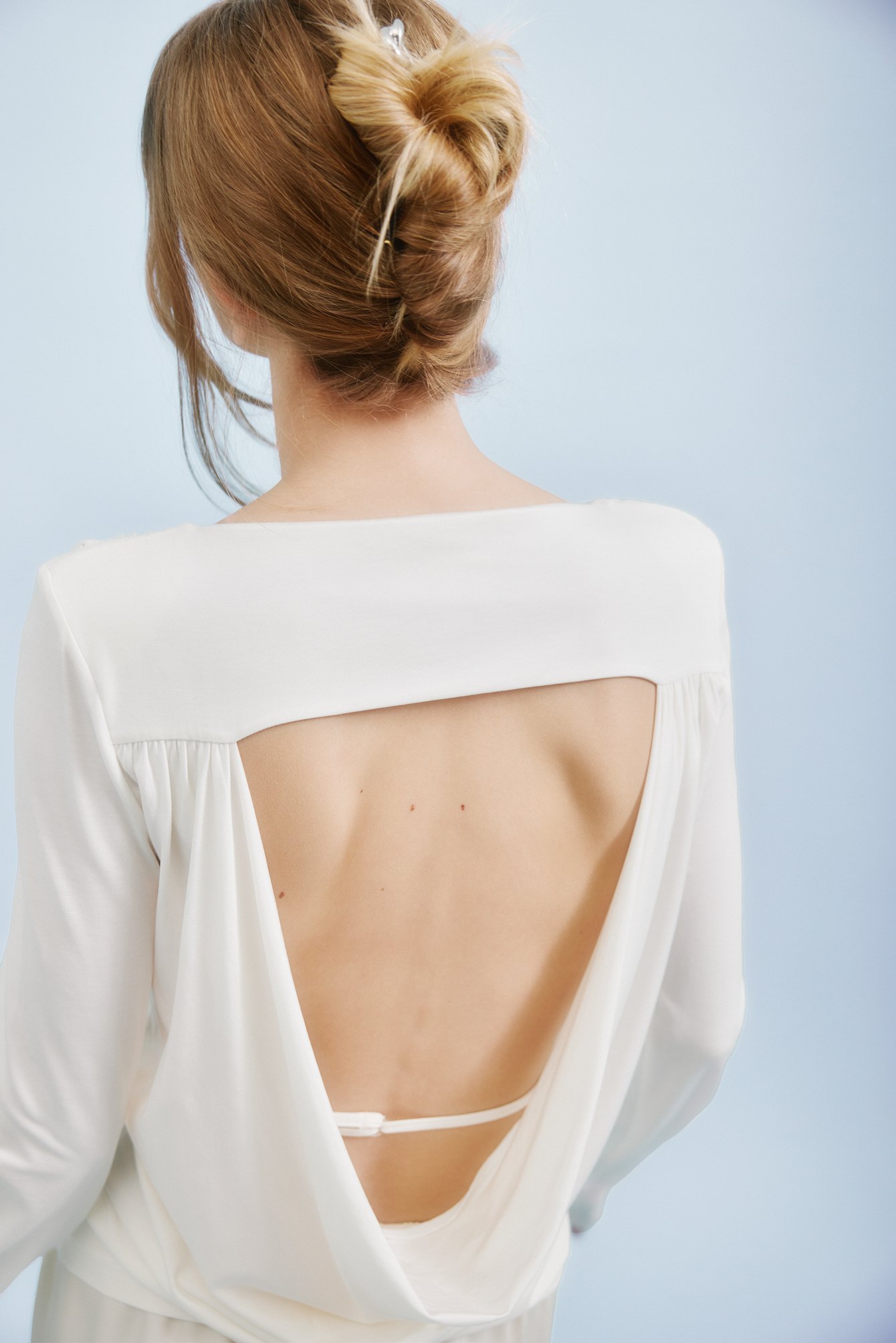 Premium Selection Gedrapeerde top met diepe rug - Party Tops - Gebroken wit - XS - NA-KD / NAKD