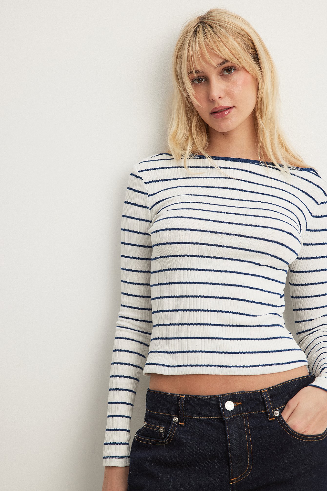NA-KD Haut rayé à décolleté profond dans le dos - Hauts d'été - Stripe - Small - NA-KD / NAKD